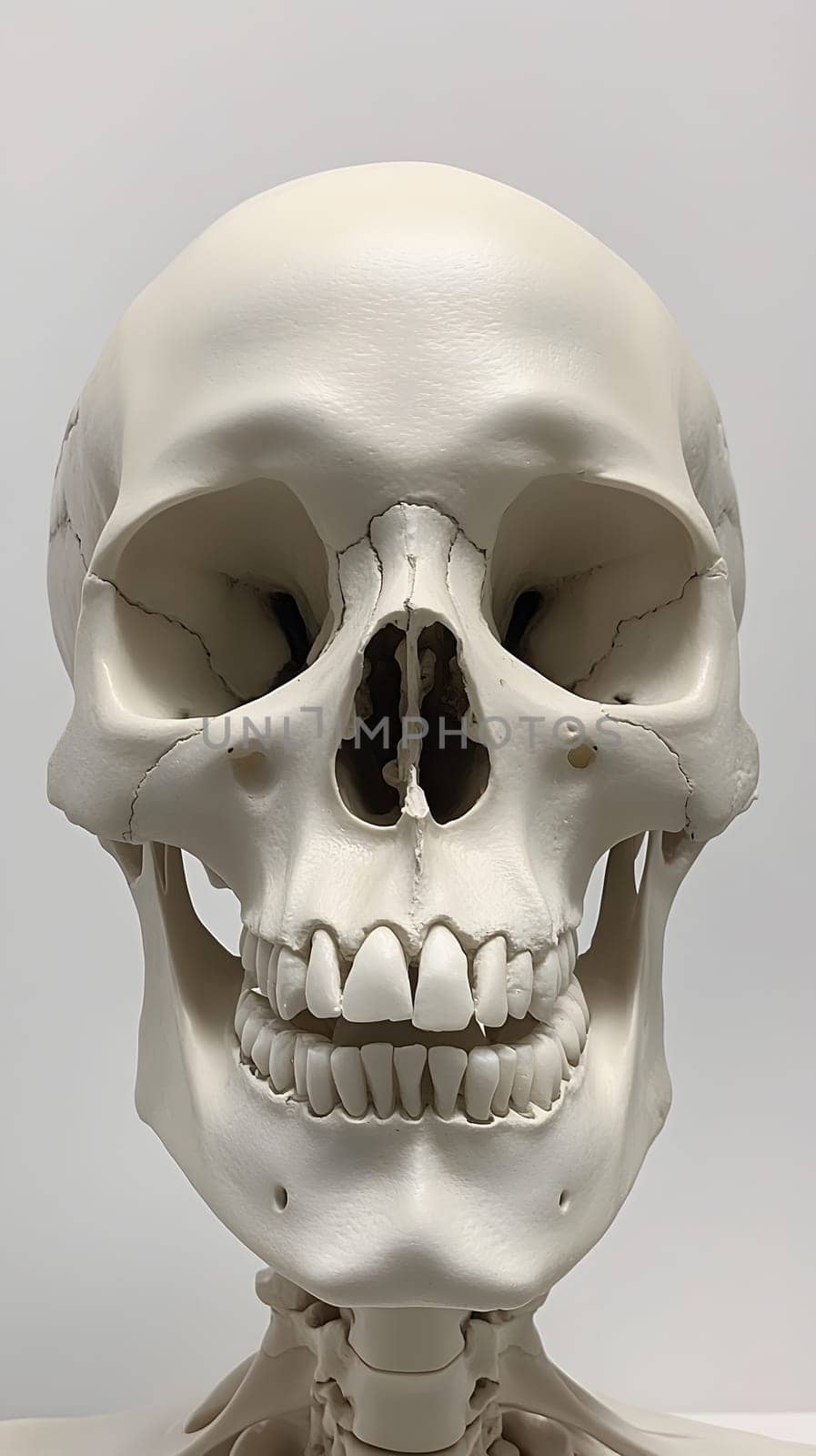 A human skull model for educational and anatomical study.