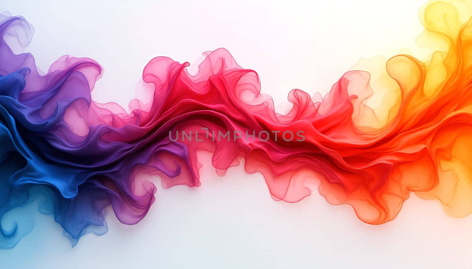 Bright colors swirl together in a fluid abstract wave, creating a captivating blend of red, orange, purple, and blue hues against a light background - Generative AI