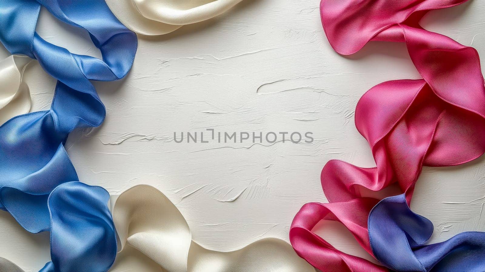 Presidents' Day. Elegantly arranged red, blue, and white satin ribbons forming a vibrant and patriotic composition on a textured surface, symbolizing celebration and unity