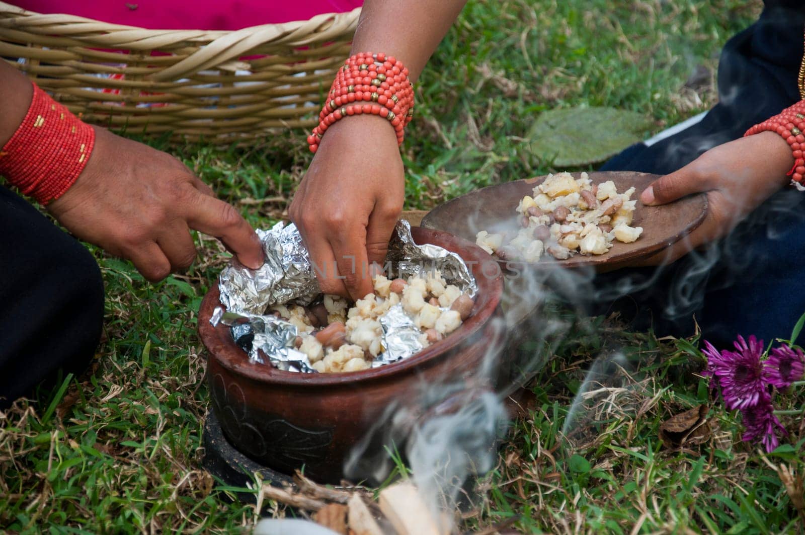 Ancestral Flavors: Indigenous Handcrafting a Meal in the Amazon Jungle by Raulmartin