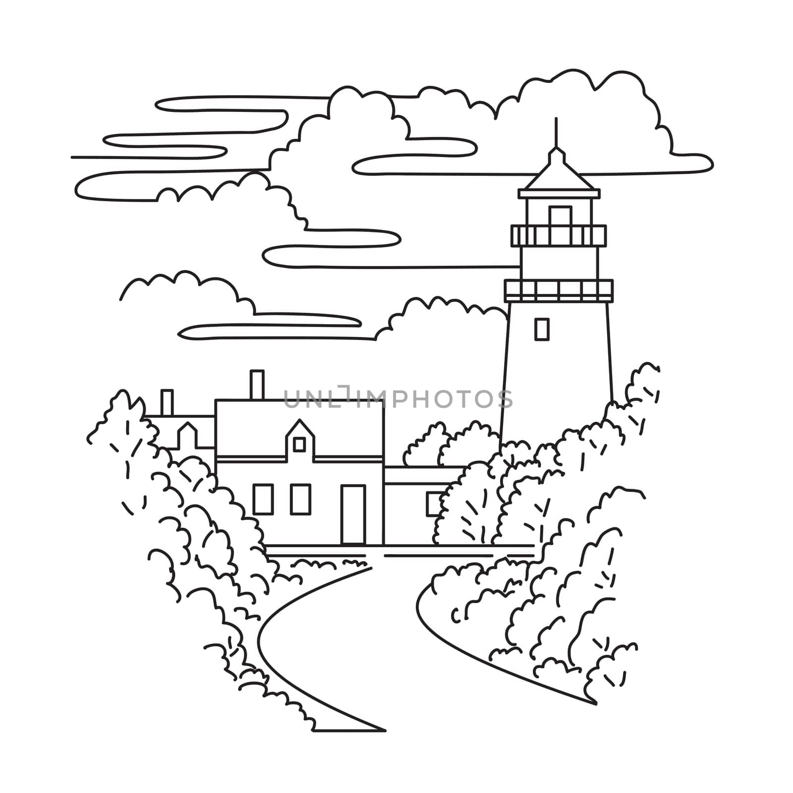 Highland Light or Cape Cod Lighthouse in Massachusetts USA  Mono Line Art by patrimonio