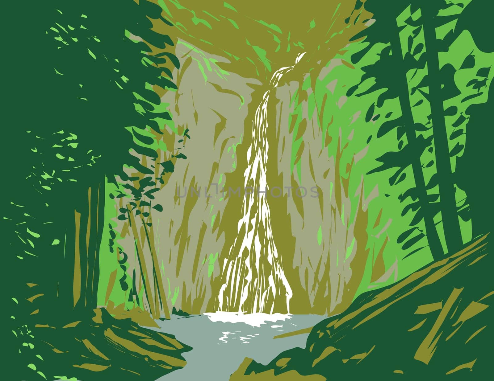 Madison Falls in Olympic National Park Washington State WPA Poster Art by patrimonio