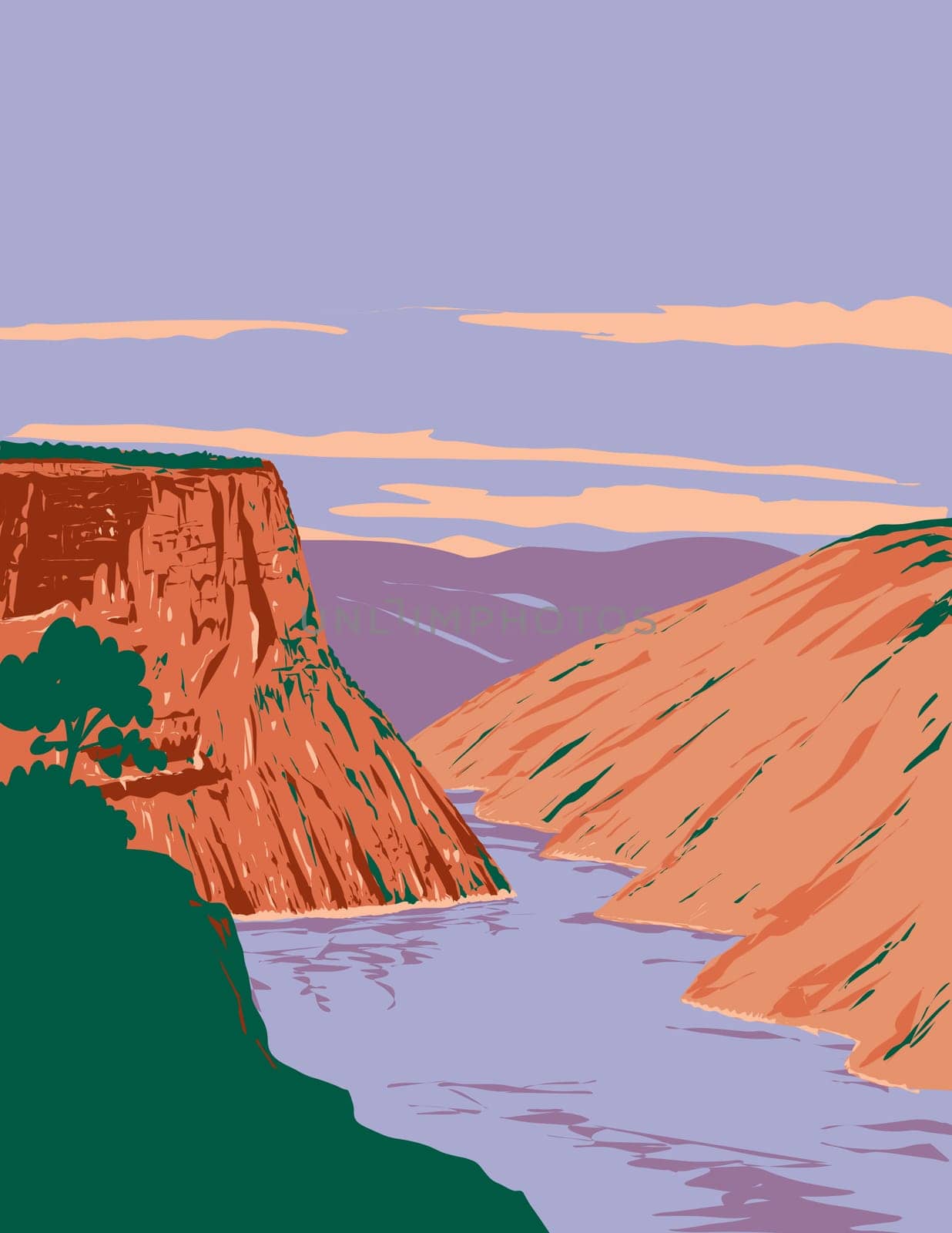 Flaming Gorge National Recreation Area in Wyoming and Utah USA WPA Art Poster  by patrimonio