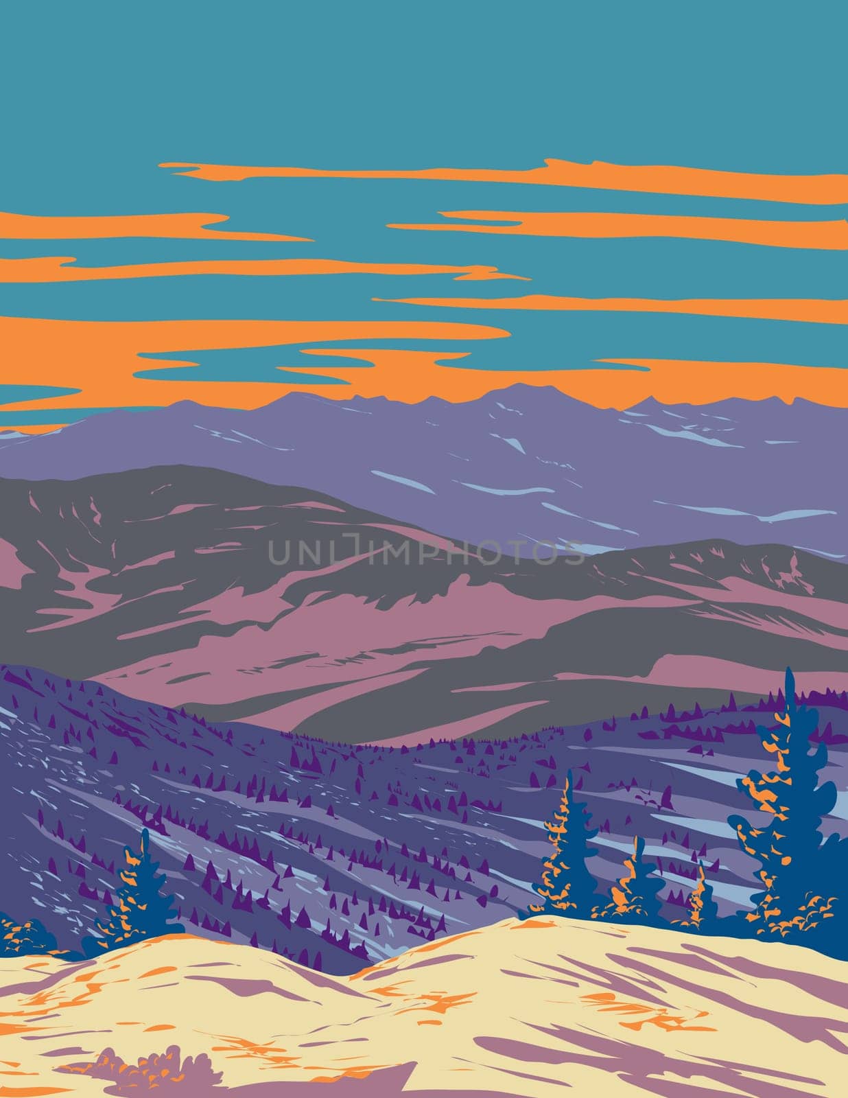 Sandwich Range in White Mountain National Forest New Hampshire USA WPA Art Poster  by patrimonio