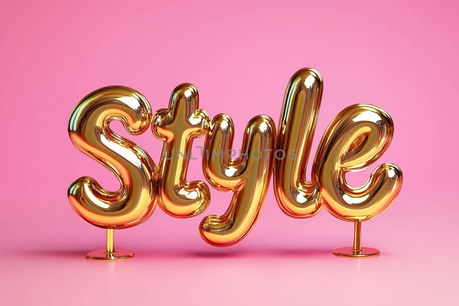 Realistic luxury gold style on pink background. Metallic gold statuette style.
