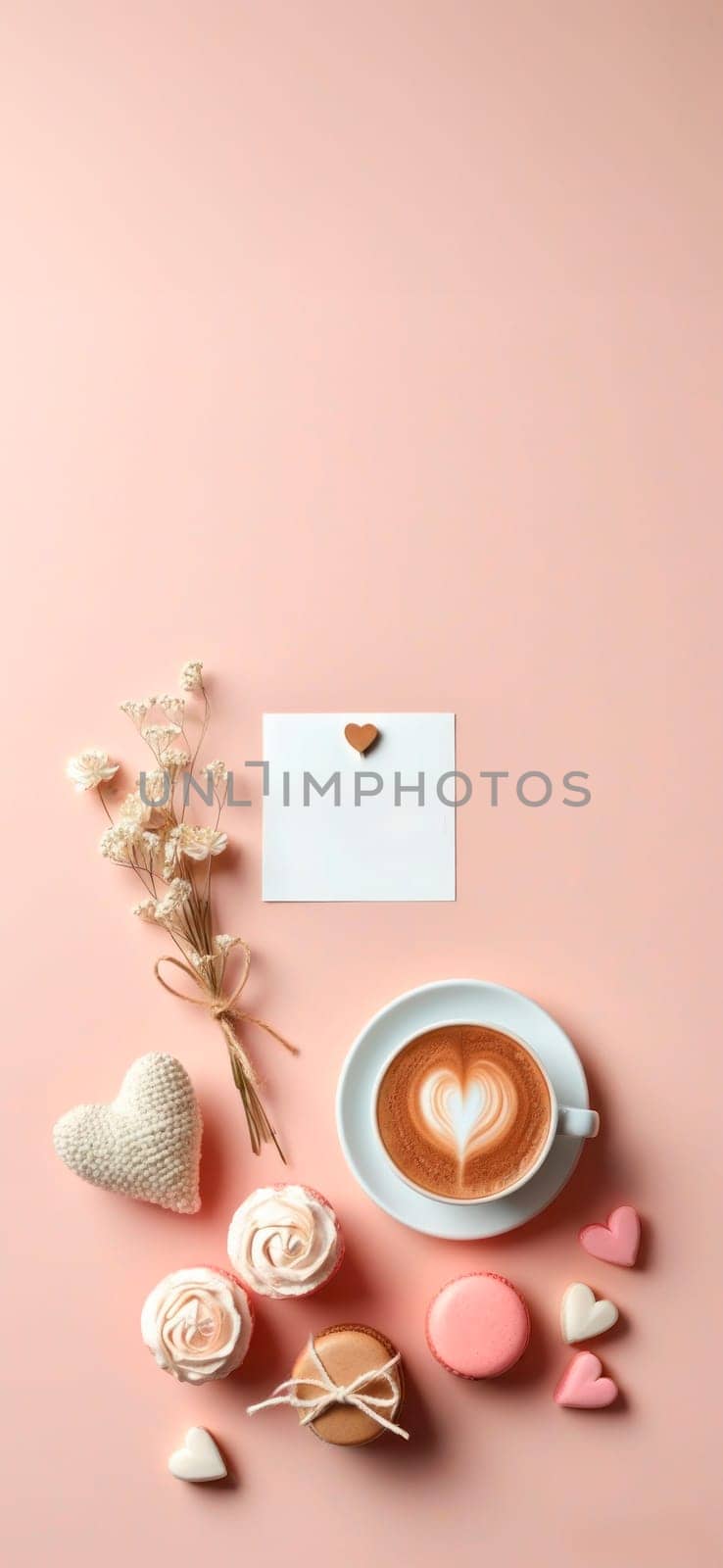 Image for valentine's day post. Delicate and romantic image with space for text, pastel colors. Graphic resources for mother's day and valentine's day postcard background.Flat lay style