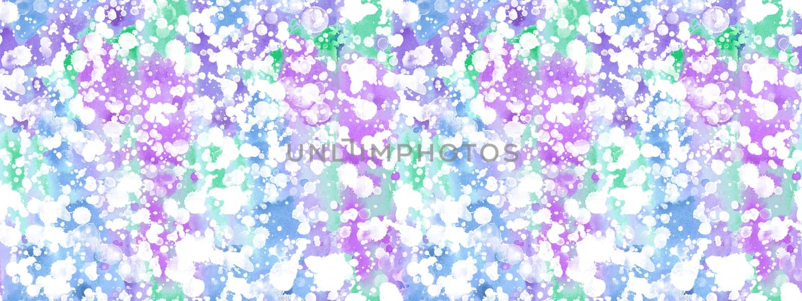 Seamless pattern with abstract creative blots and splashes painted with gouache for paint box design