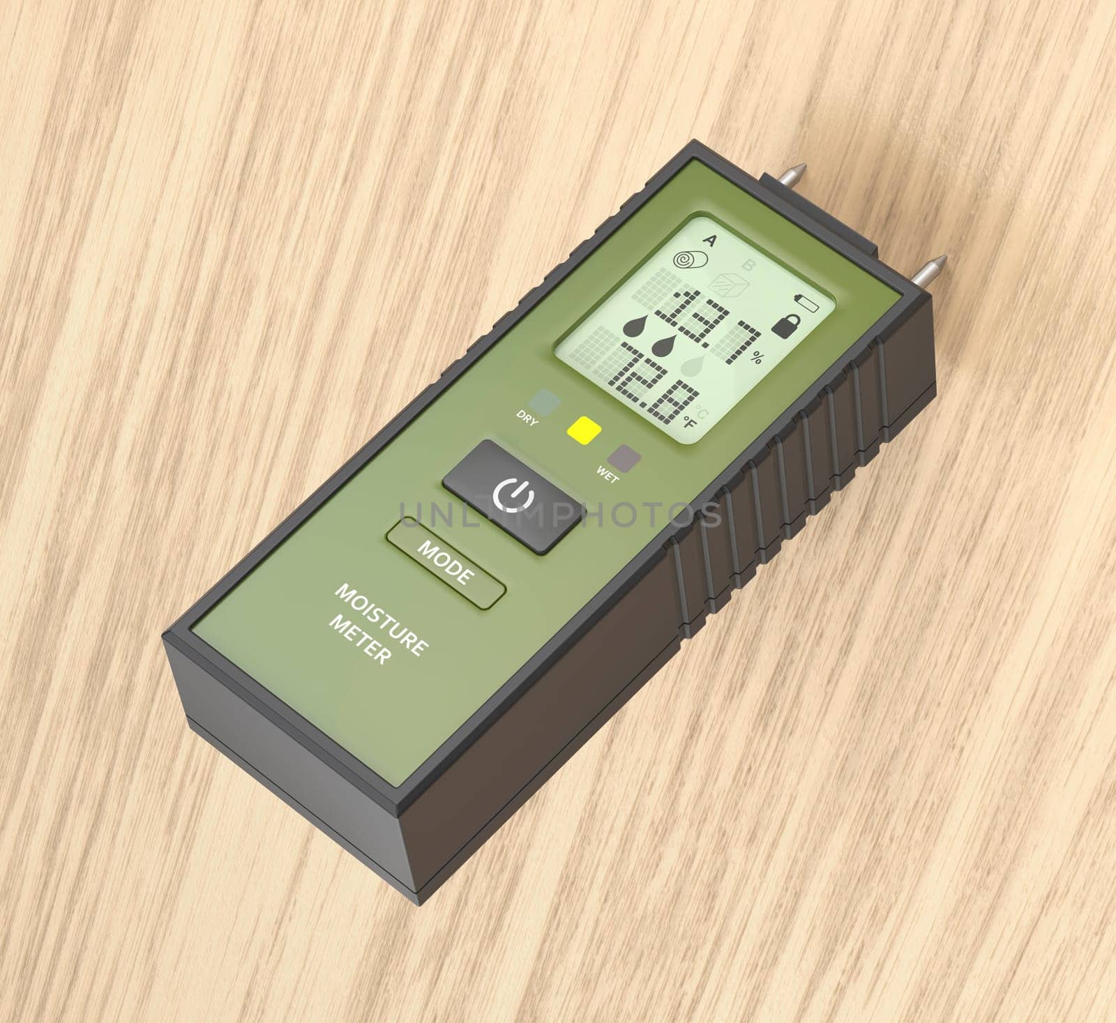 Measuring humidity of wood with a digital moisture meter