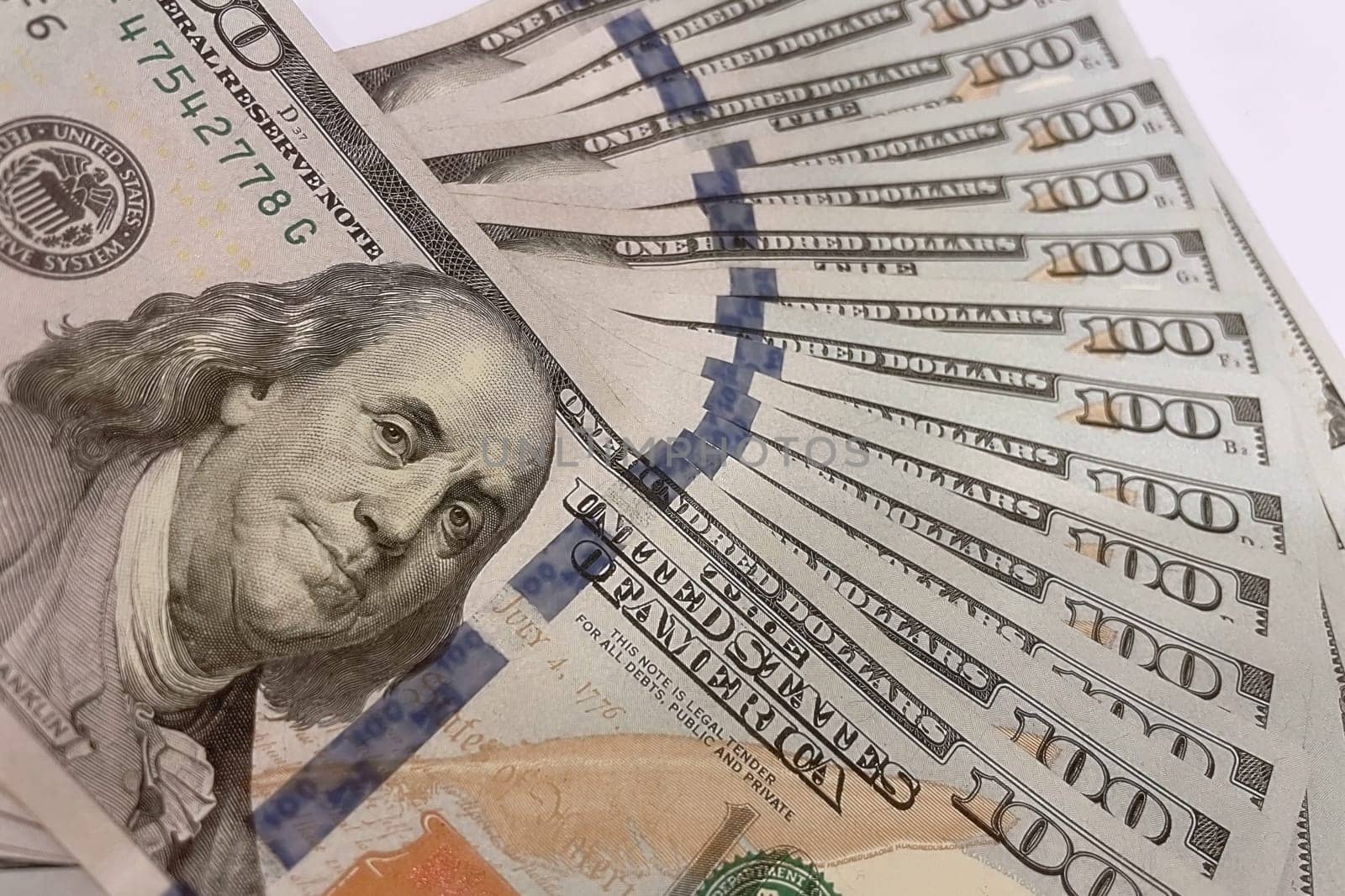 US Dollar Banknotes.A close-up view of various US dollar banknotes. Finance and economy concept.