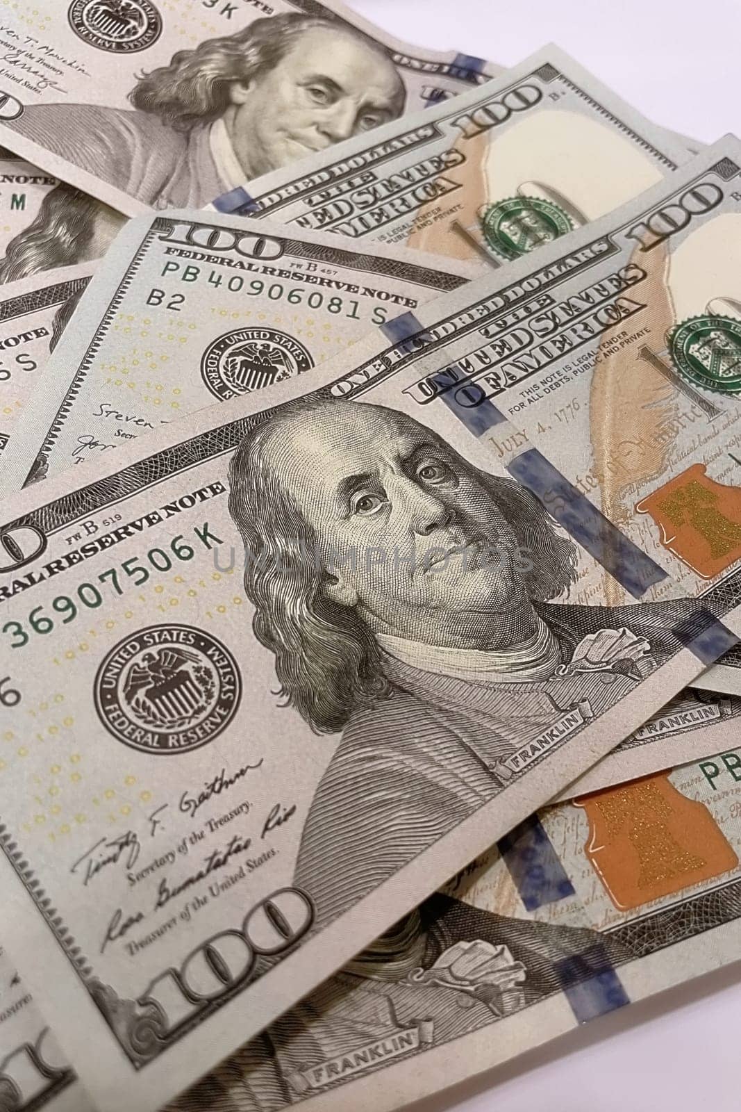 US Dollar Banknotes.A close-up view of various US dollar banknotes. Finance and economy concept.
