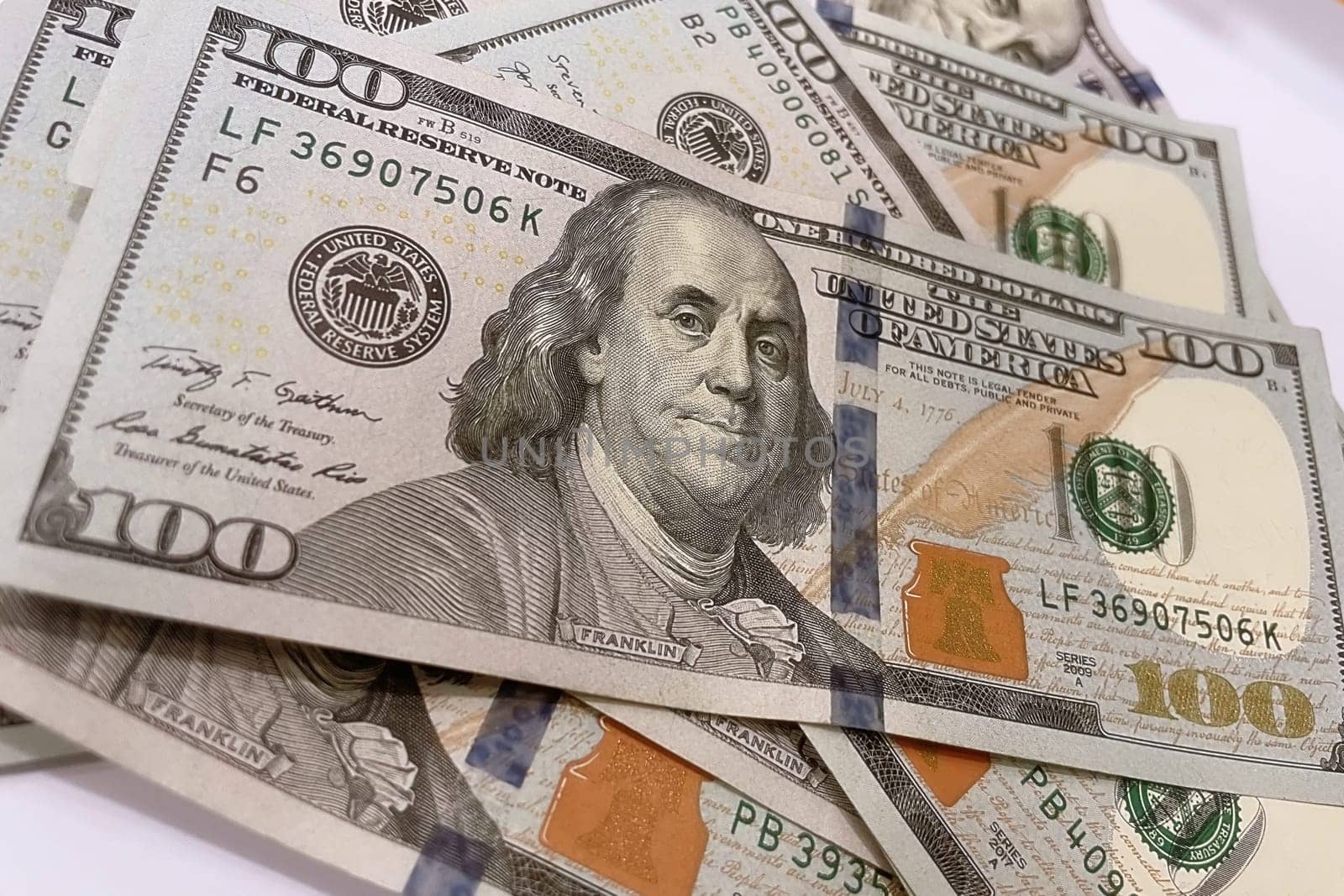 US Dollar Banknotes.A close-up view of various US dollar banknotes. Finance and economy concept.