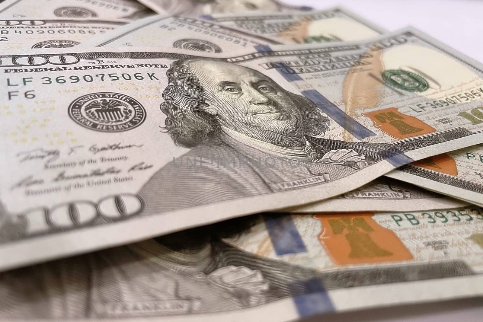 US Dollar Banknotes.A close-up view of various US dollar banknotes. Finance and economy concept.