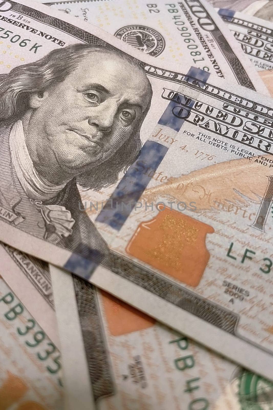 US Dollar Banknotes.A close-up view of various US dollar banknotes. Finance and economy concept.