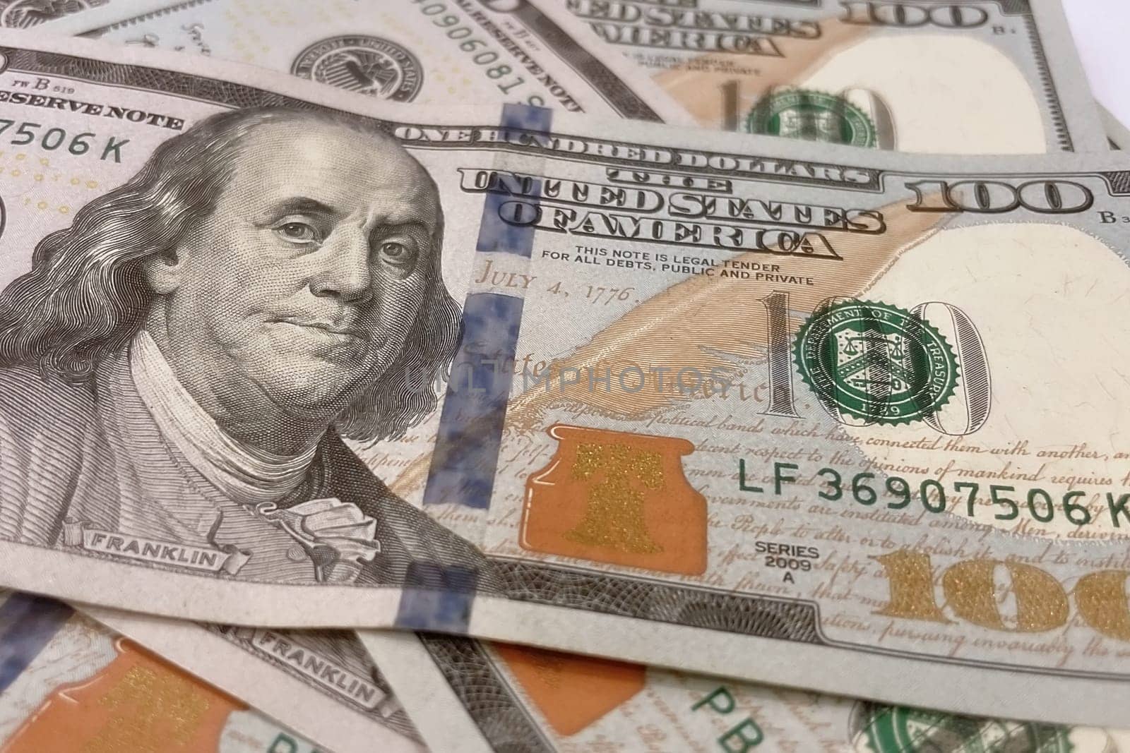 US Dollar Banknotes.A close-up view of various US dollar banknotes. Finance and economy concept.