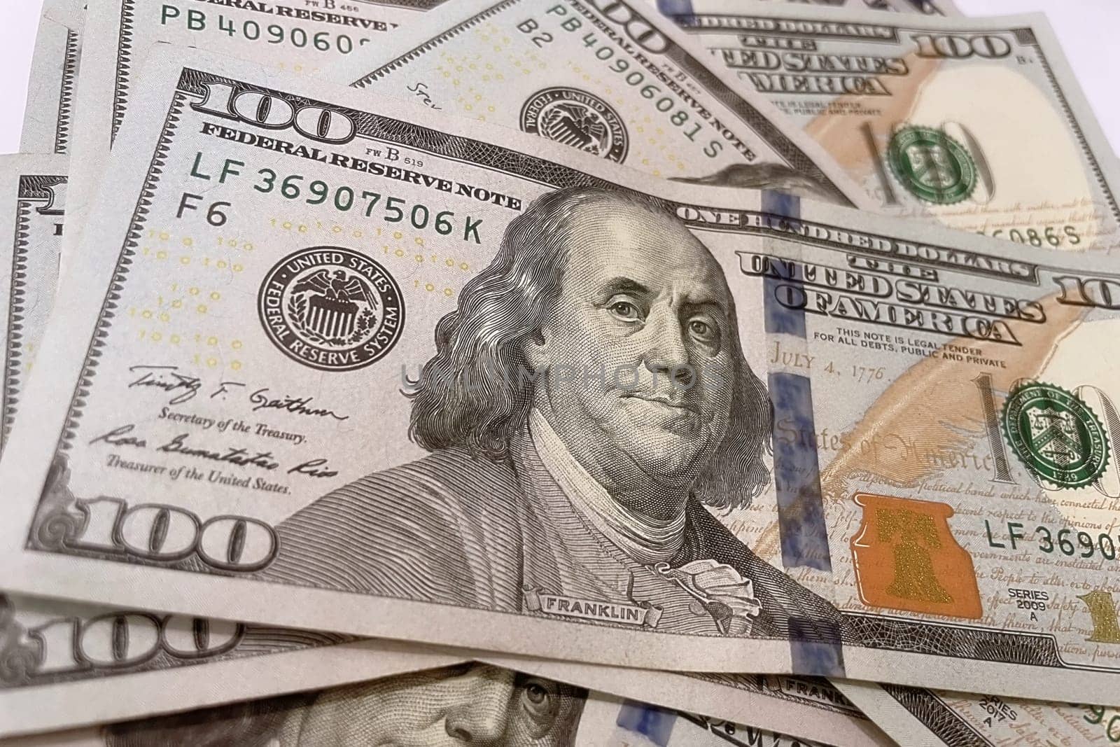 US Dollar Banknotes.A close-up view of various US dollar banknotes. Finance and economy concept.