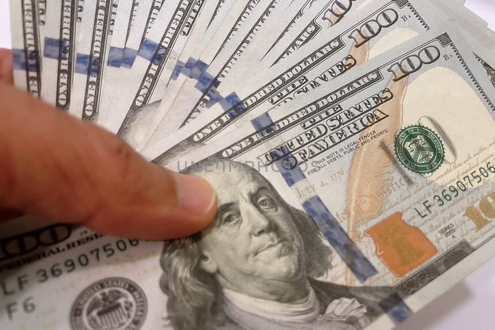 US Dollar Banknotes.A close-up view of various US dollar banknotes. Finance and economy concept.