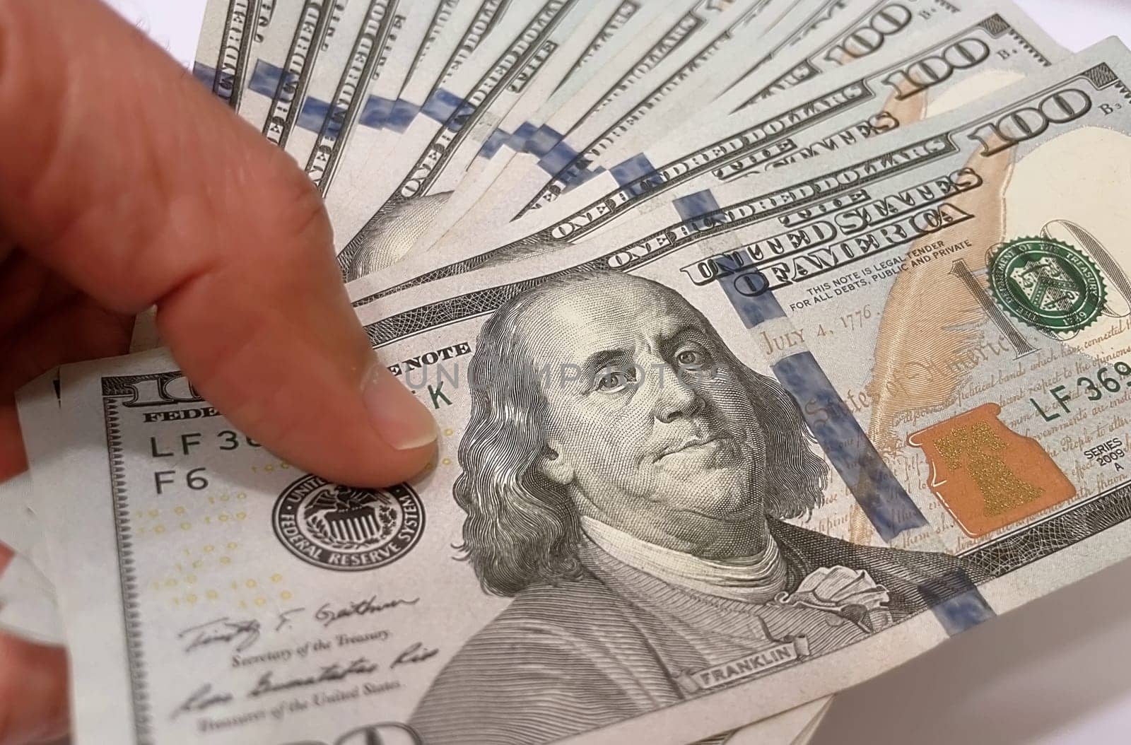 US Dollar Banknotes.A close-up view of various US dollar banknotes. Finance and economy concept.