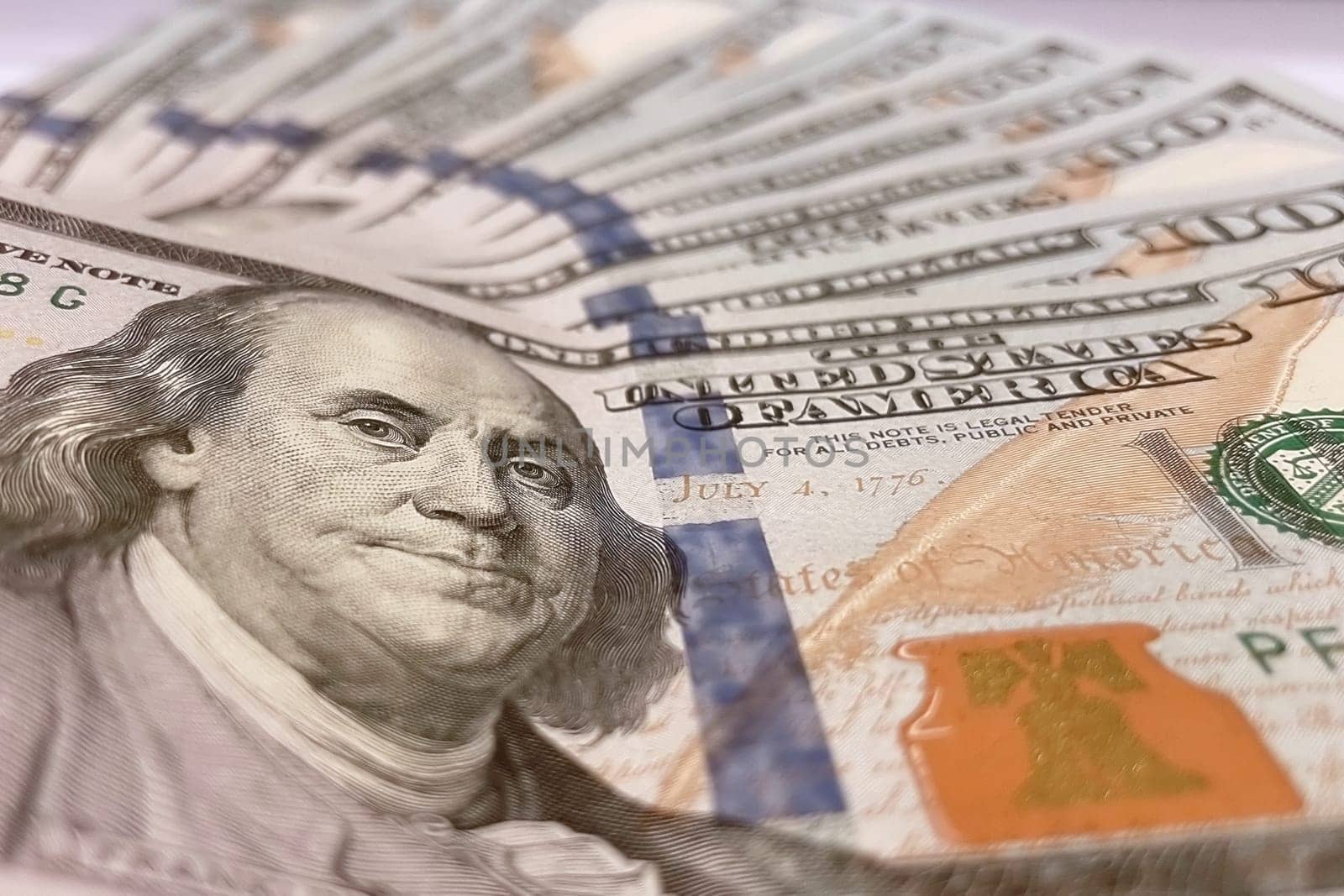 US Dollar Banknotes.A close-up view of various US dollar banknotes. Finance and economy concept.