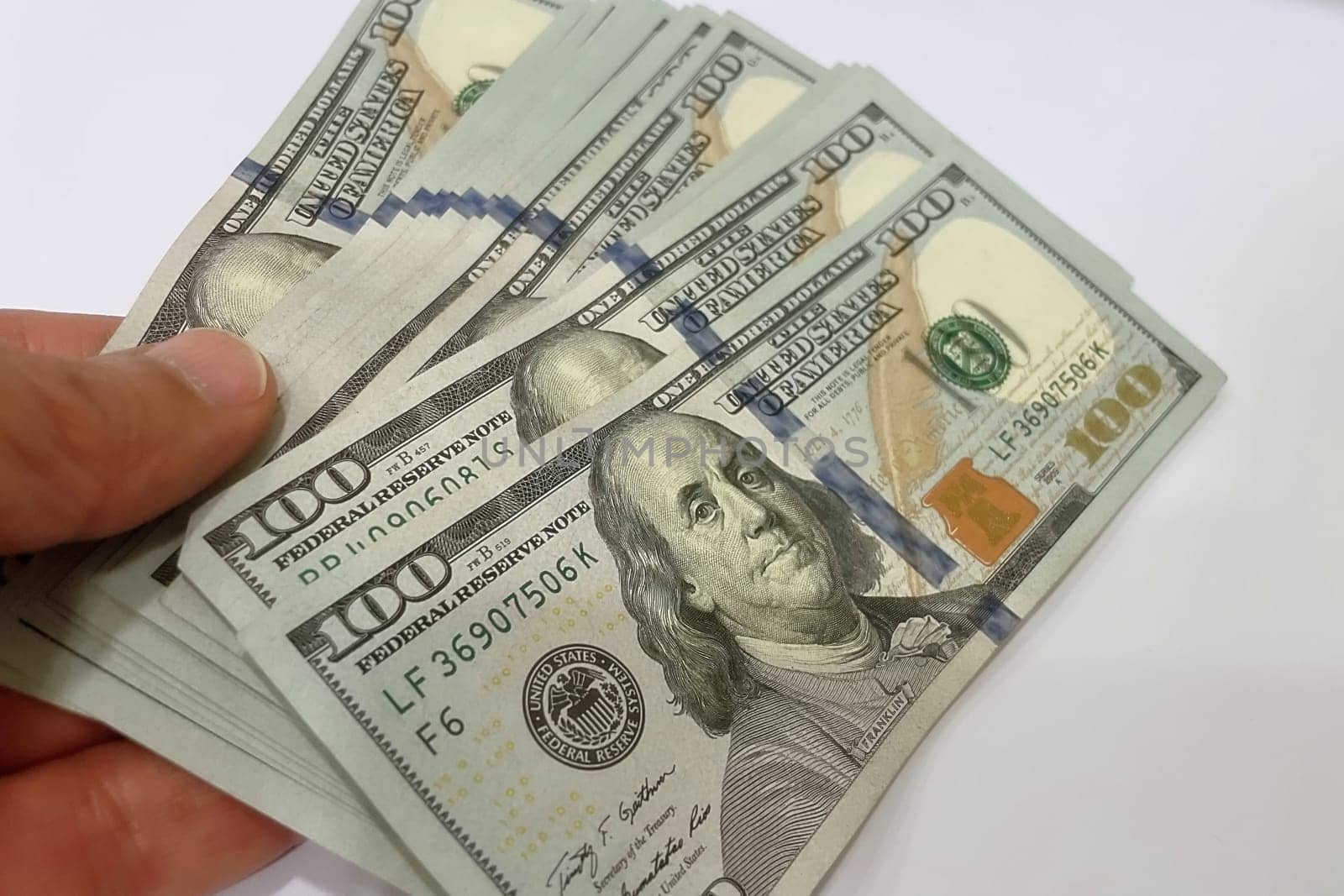 US Dollar Banknotes.A close-up view of various US dollar banknotes. Finance and economy concept.