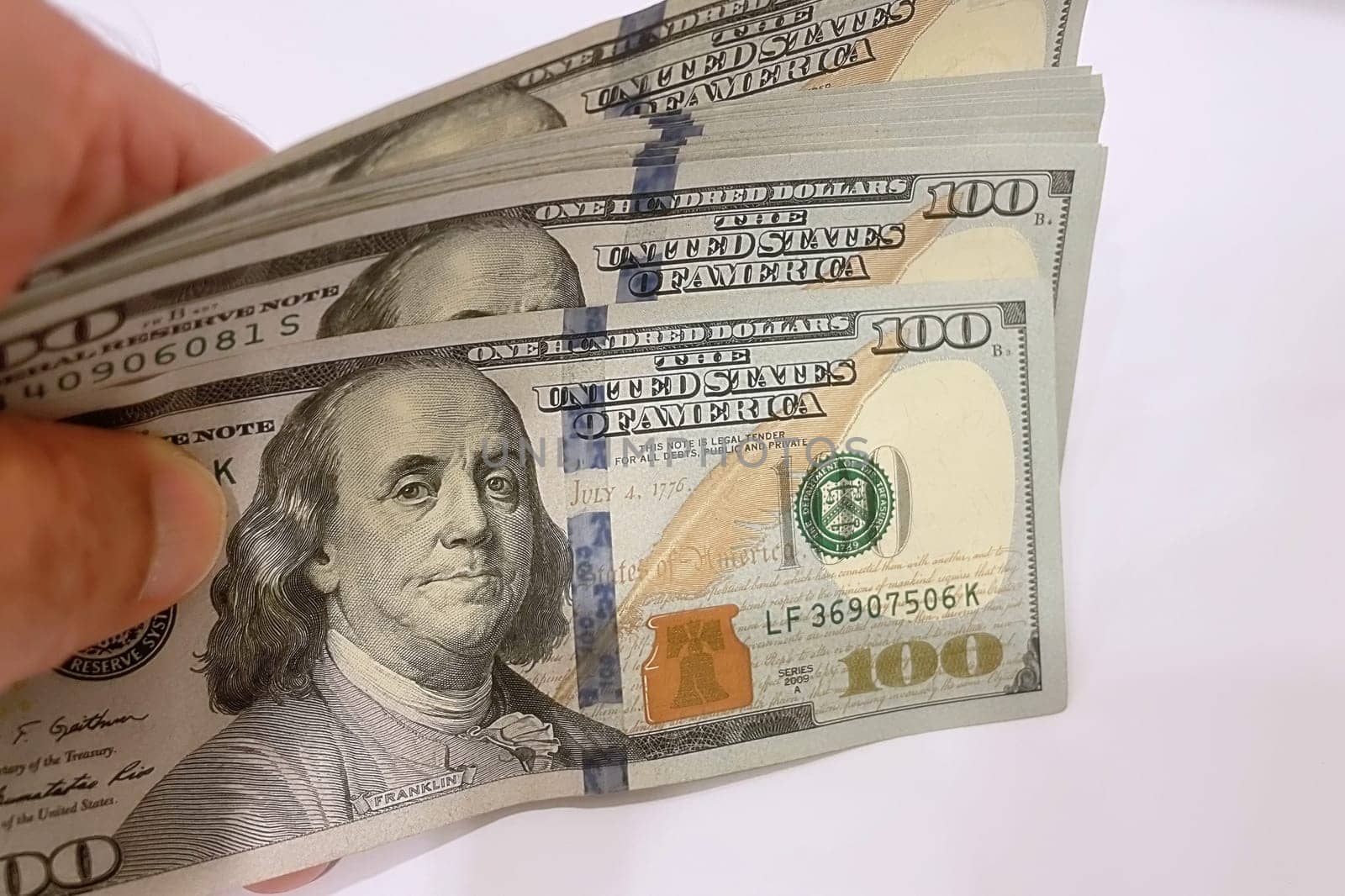 US Dollar Banknotes.A close-up view of various US dollar banknotes. Finance and economy concept.