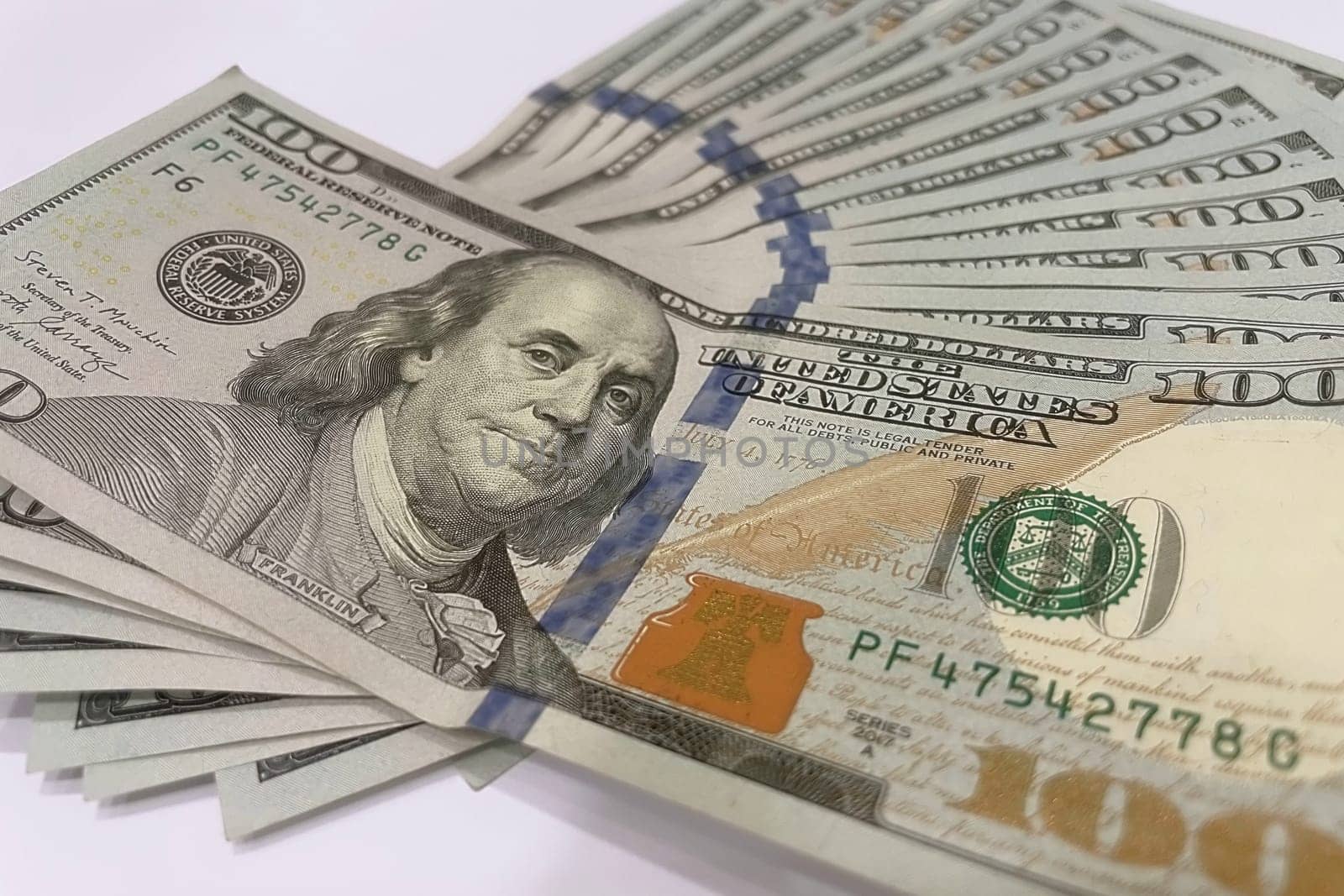 US Dollar Banknotes.A close-up view of various US dollar banknotes. Finance and economy concept.