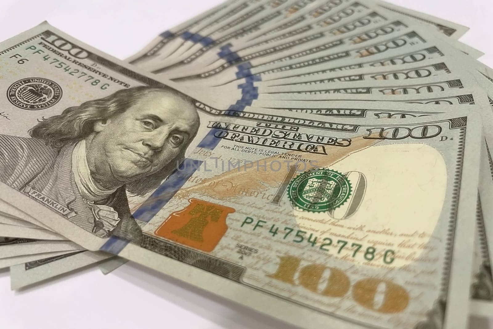 US Dollar Banknotes.A close-up view of various US dollar banknotes. Finance and economy concept.