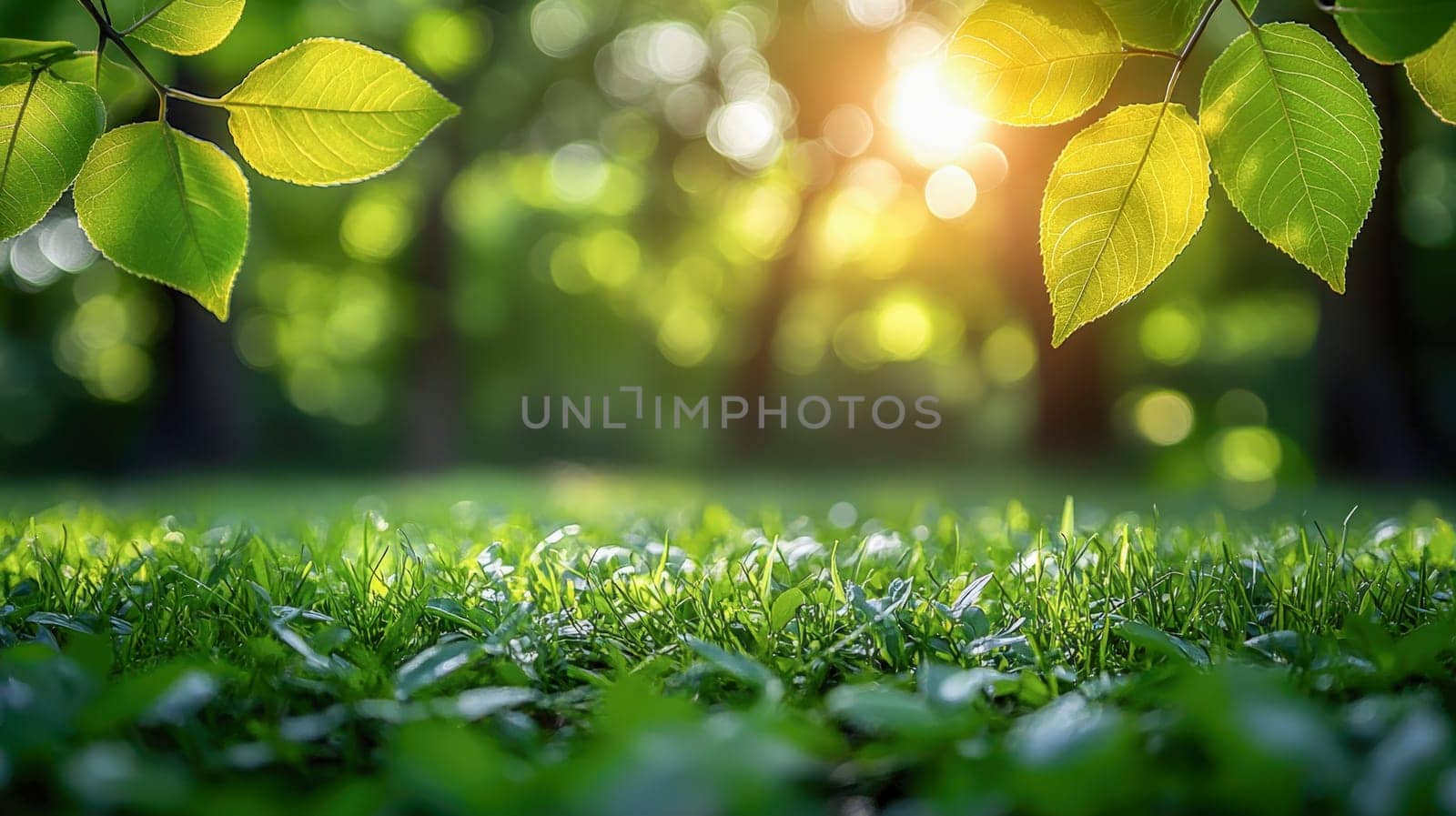Close-up of vibrant green leaves with sunlight filtering through, evoking the essence of spring outdoors