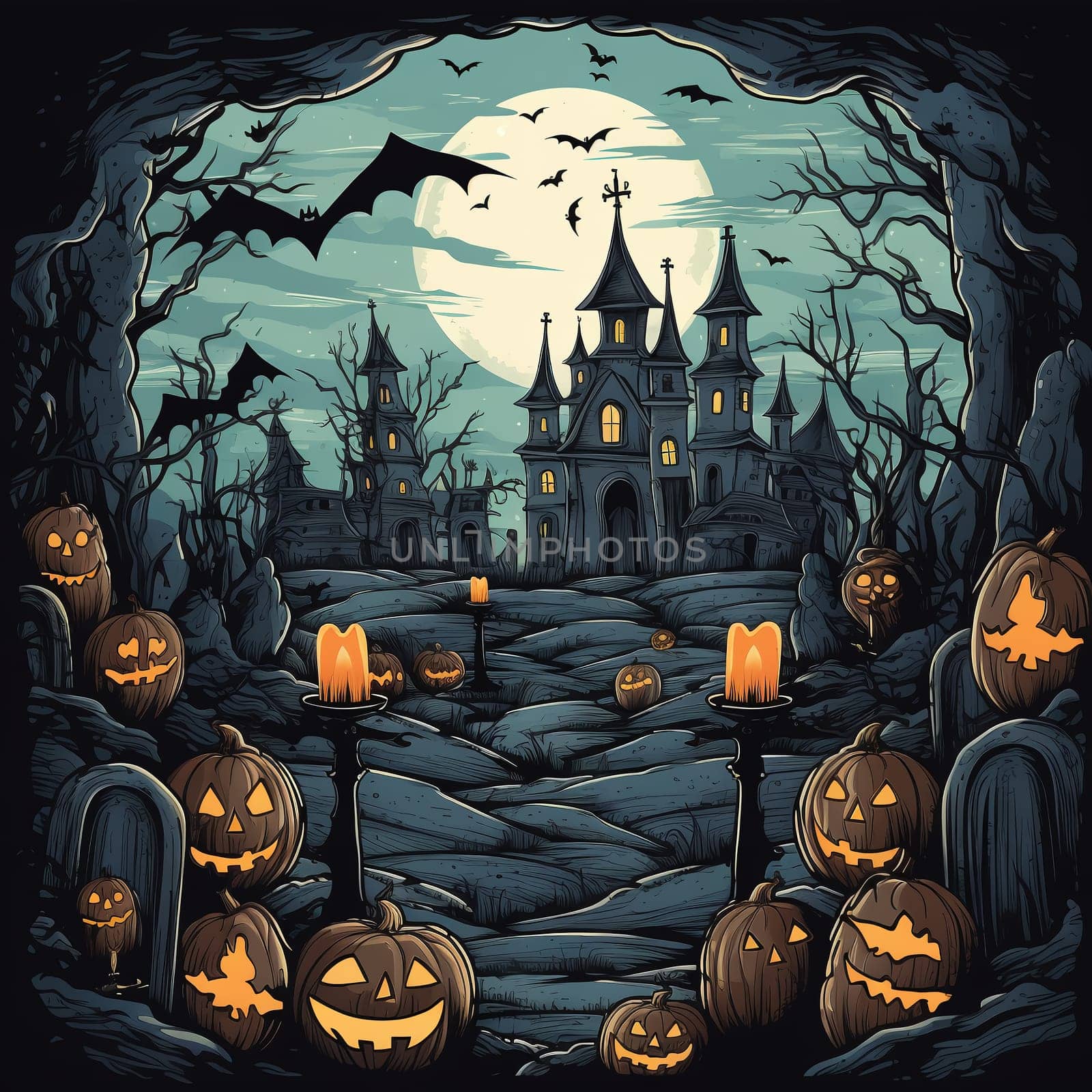 Cartoon Halloween spooky house. by AndreyKENO