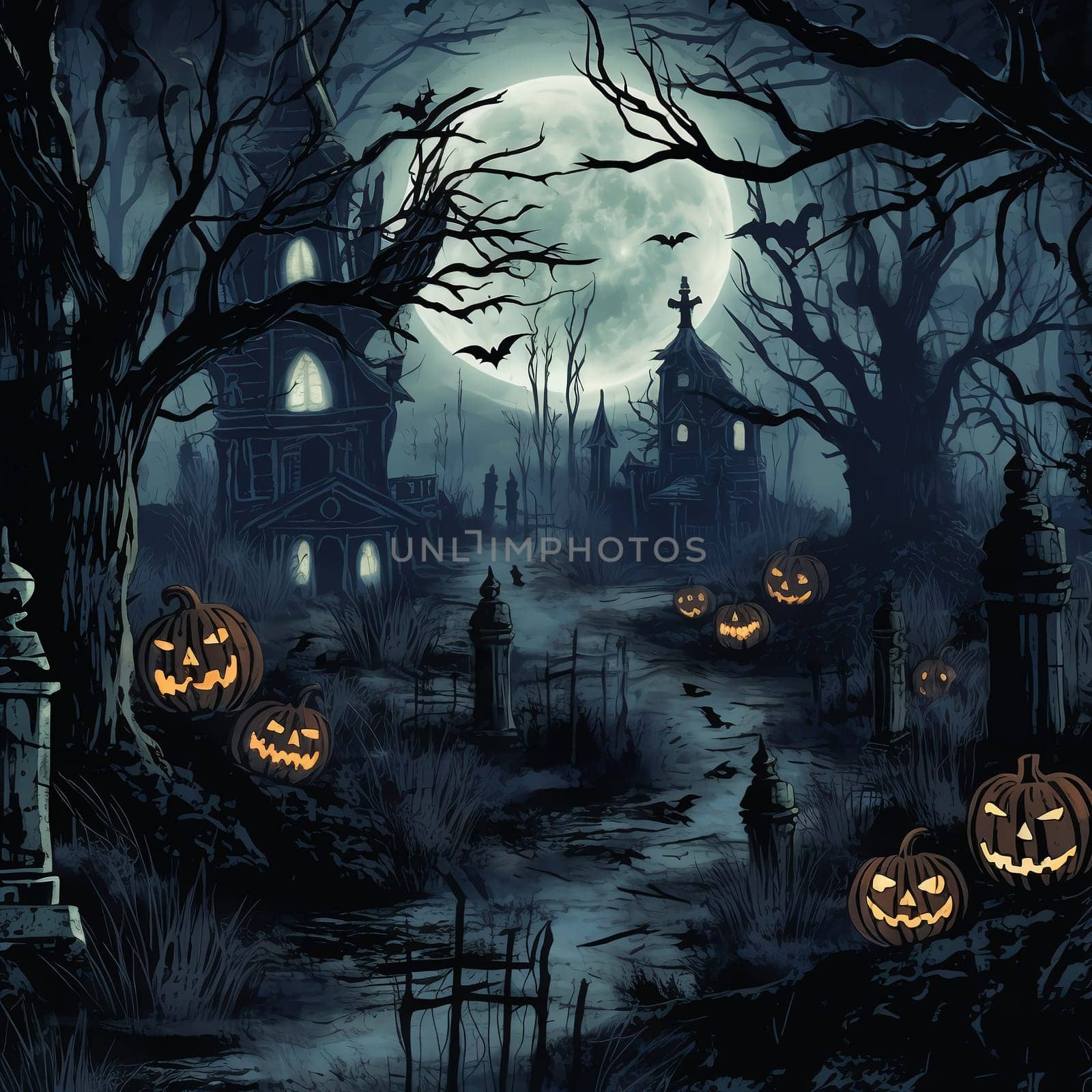 Cartoon Halloween spooky house. by AndreyKENO