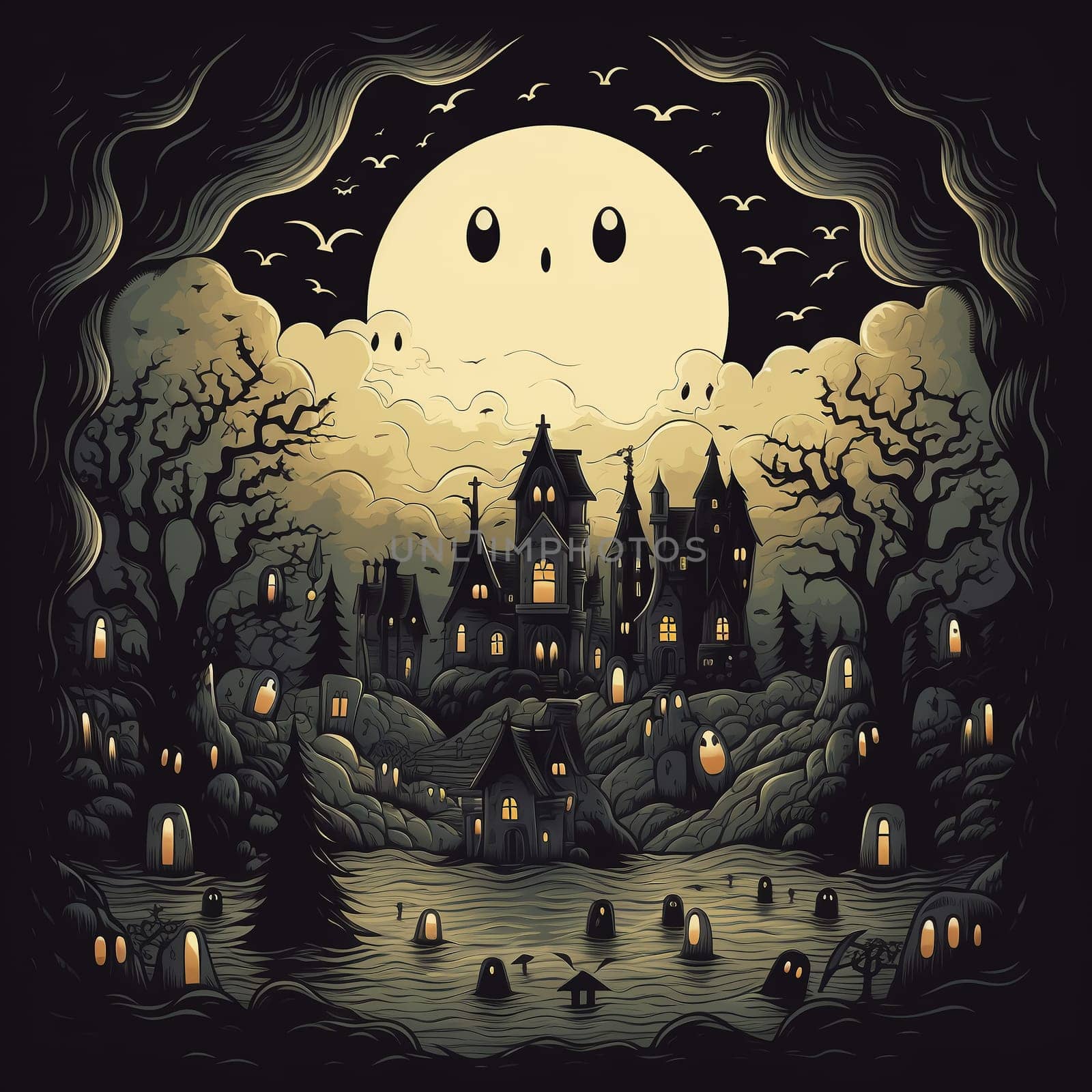 Cartoon Halloween spooky house. by AndreyKENO