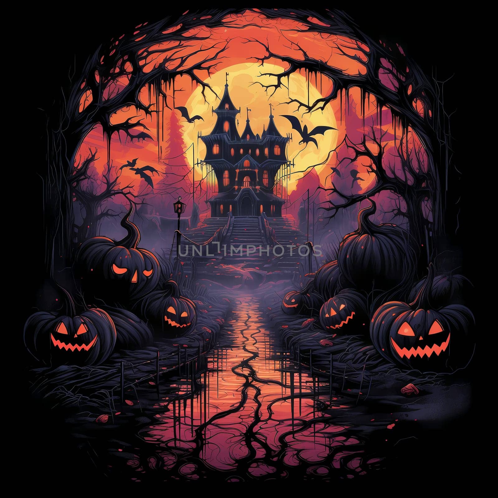 Cartoon Halloween spooky house. by AndreyKENO