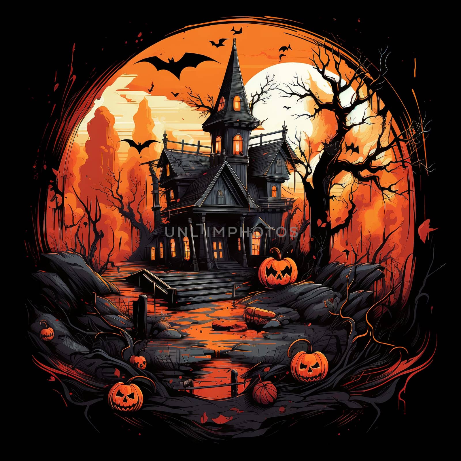 Cartoon Halloween spooky house. by AndreyKENO