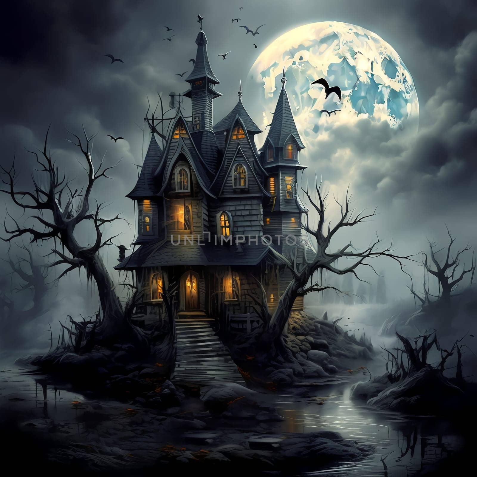 Cartoon Halloween spooky house. by AndreyKENO