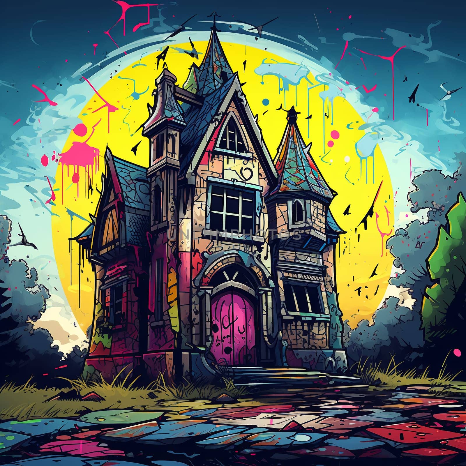 Cartoon Halloween spooky house. by AndreyKENO