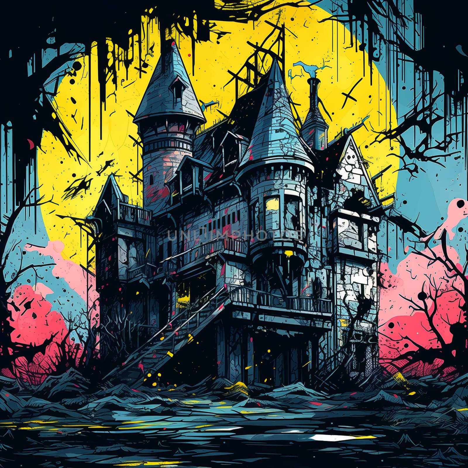 Cartoon Halloween spooky house. by AndreyKENO