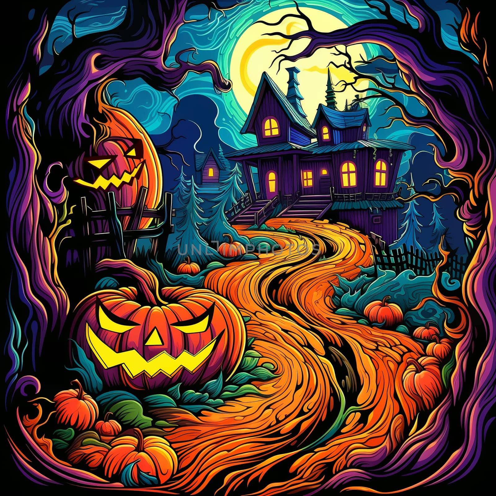 Cartoon Halloween spooky house. by AndreyKENO