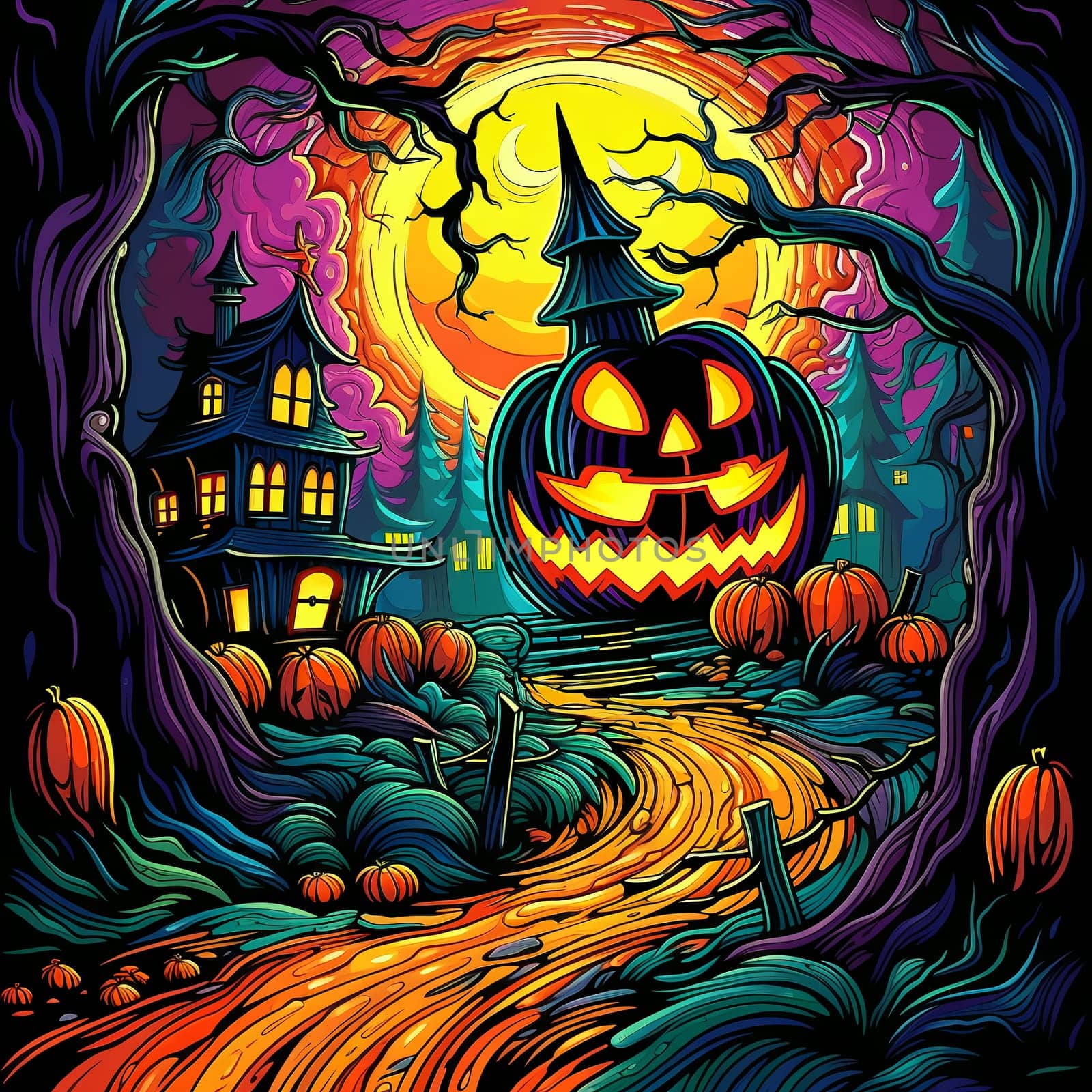 Cartoon Halloween spooky house. by AndreyKENO