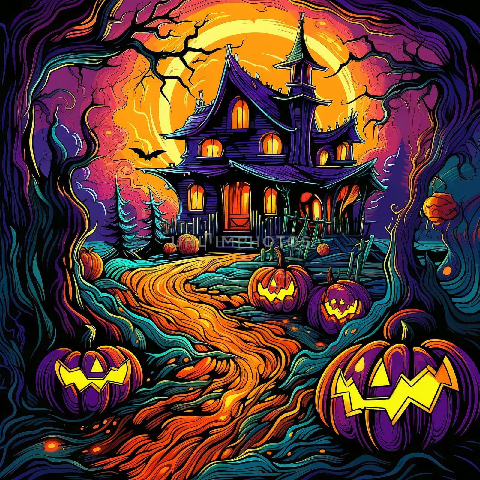 Cartoon Halloween spooky house. by AndreyKENO