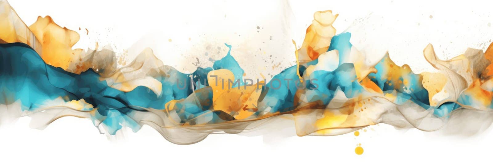 Abstract watercolor artwork mixed with buzzy geometric shapes for background of social media banner generative AI image