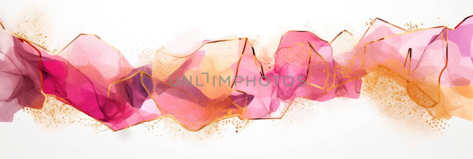 Abstract watercolor artwork mixed with buzzy geometric shapes for background of social media banner generative AI image