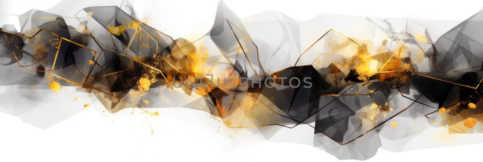 Abstract watercolor artwork mixed with buzzy geometric shapes for background of social media banner generative AI image