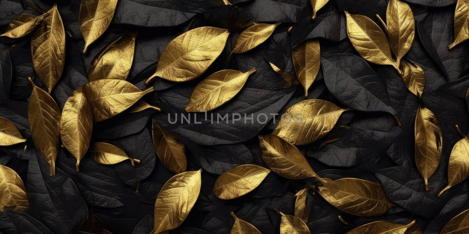 Dry Gold Black leaves Surface textured background, realism, realistic, hyper realistic. Generative AI image weber.
