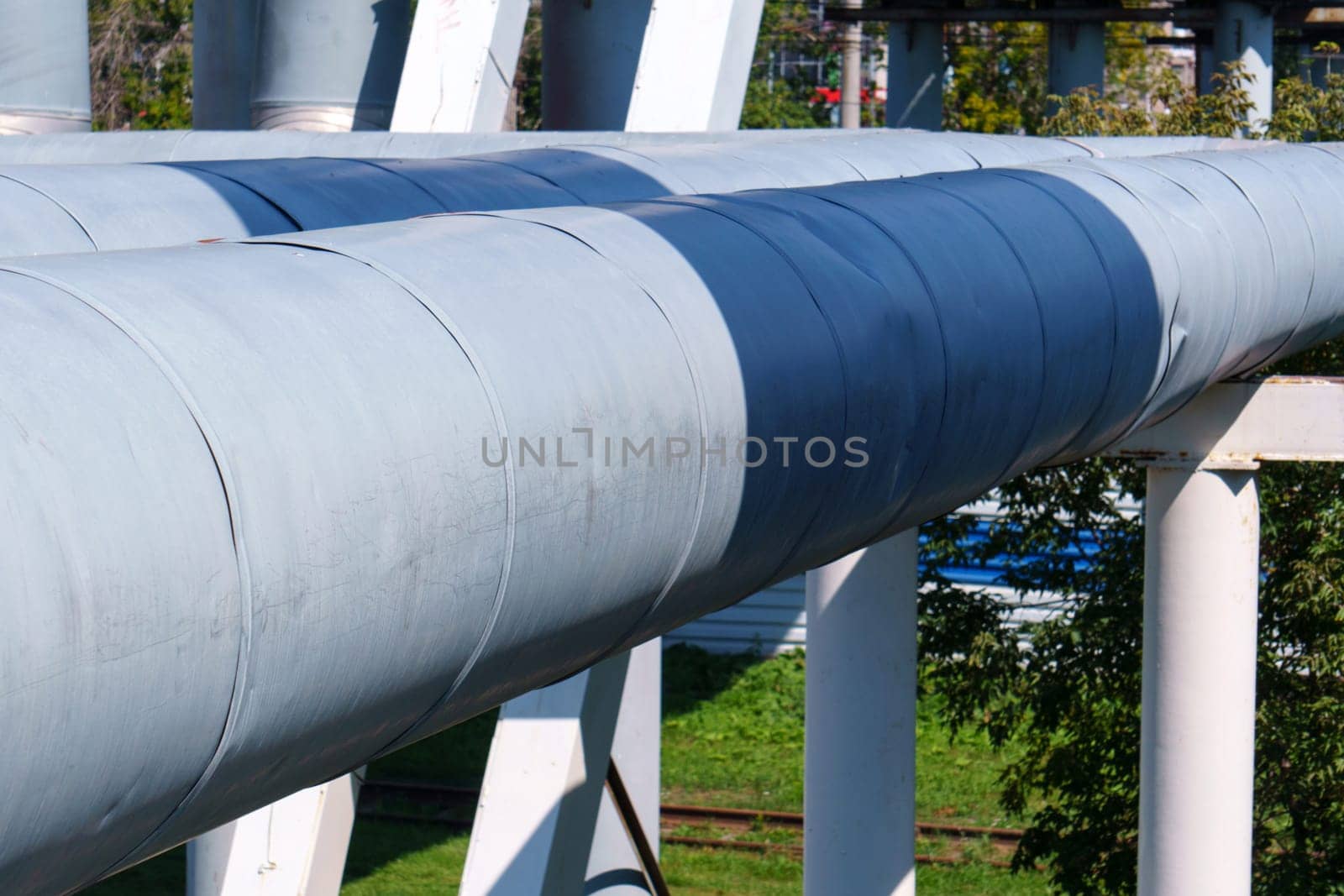 Ground-based heat pipes. The pipeline is above ground. Selective focus