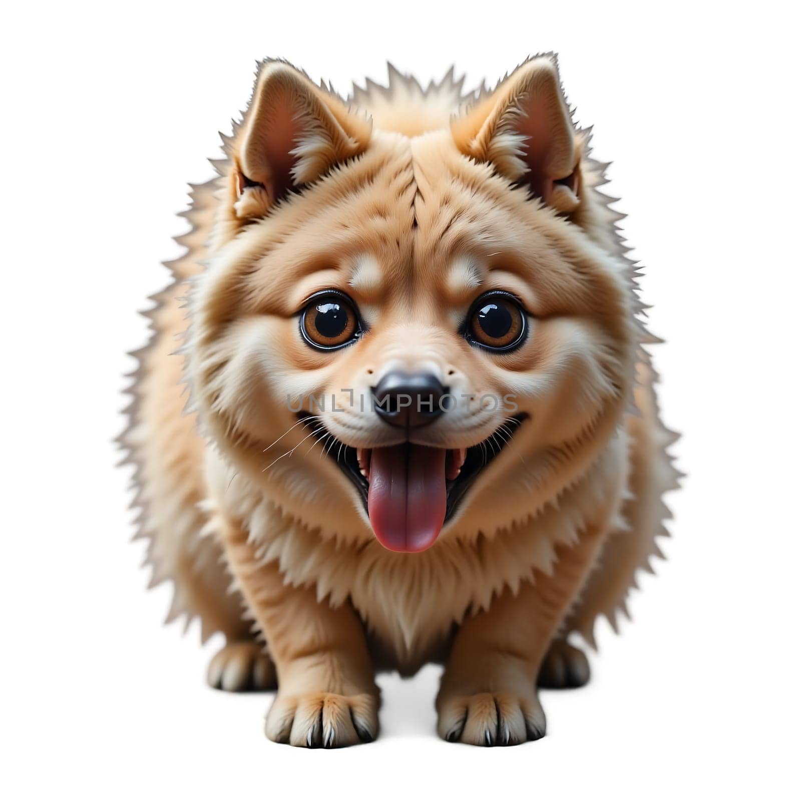 Funny fluffy animal on a white isolated background