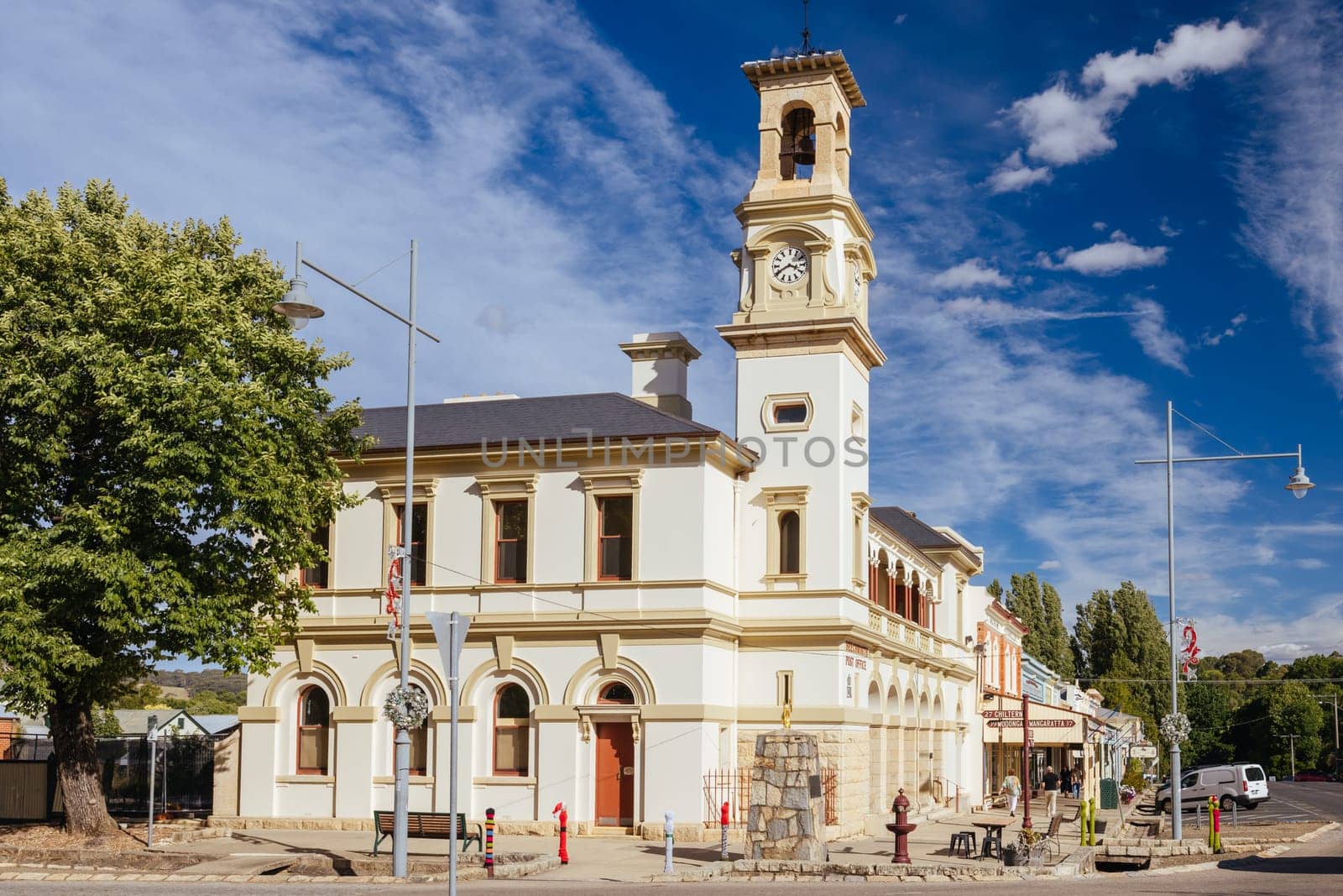 BEECHWORTH, AUSTRALIA - DECEMBER 27 2024: Historic Beechworth town centre on a warm summer's evening in Victoria, Australia on December 27th, 2024