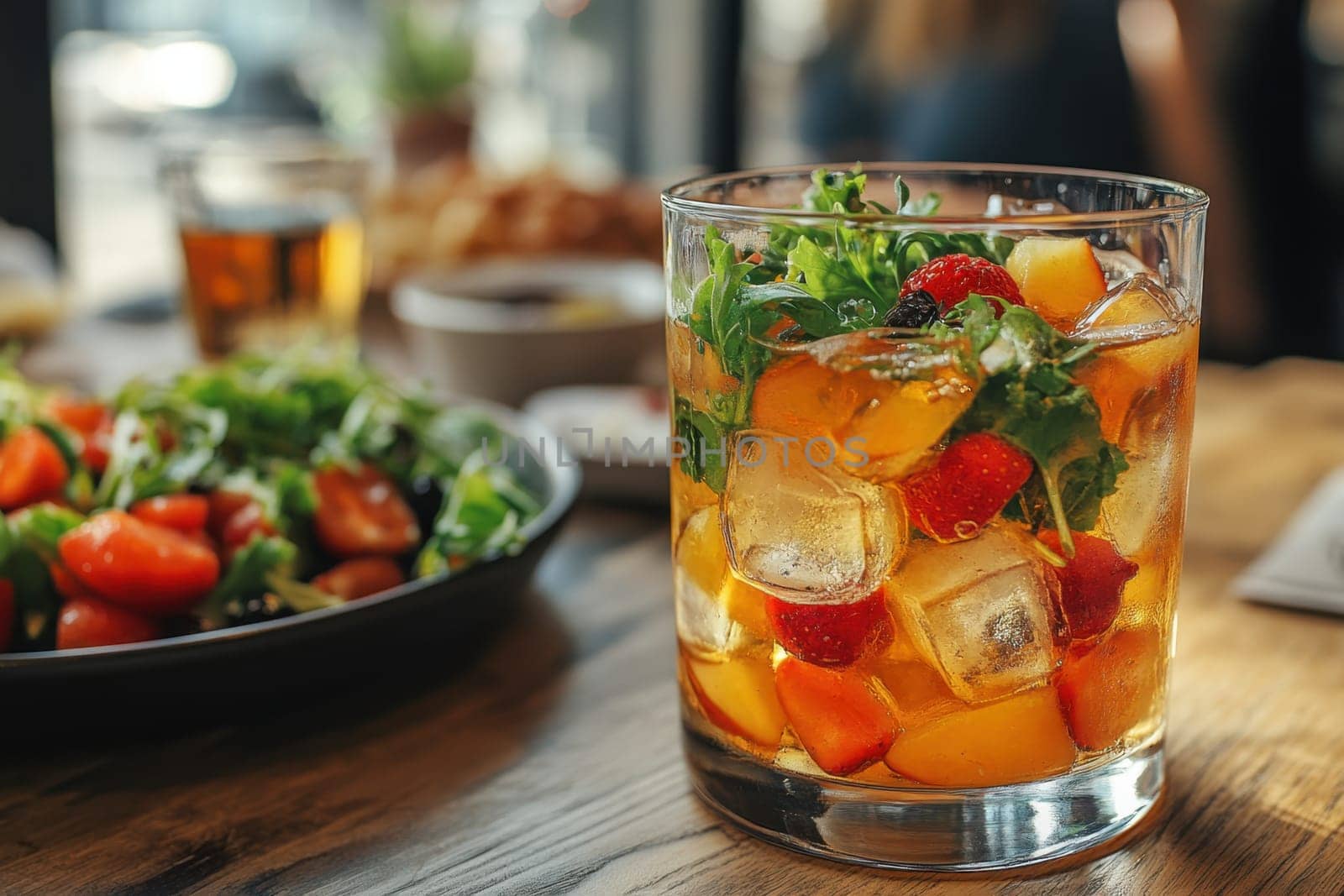 A glass of wine and light vegetable snacks on the table. We offer snacks at a friendly party.