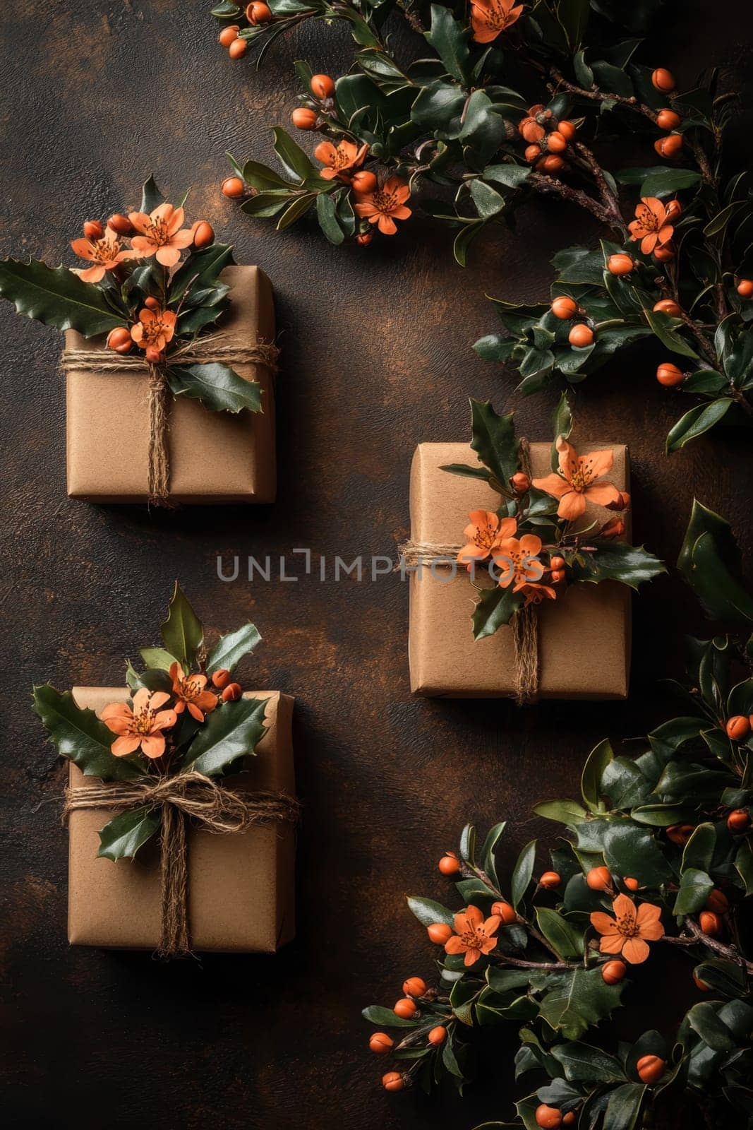 A gift box Decorated with wildflowers. Suitable for postcards, invitations, greeting cards.