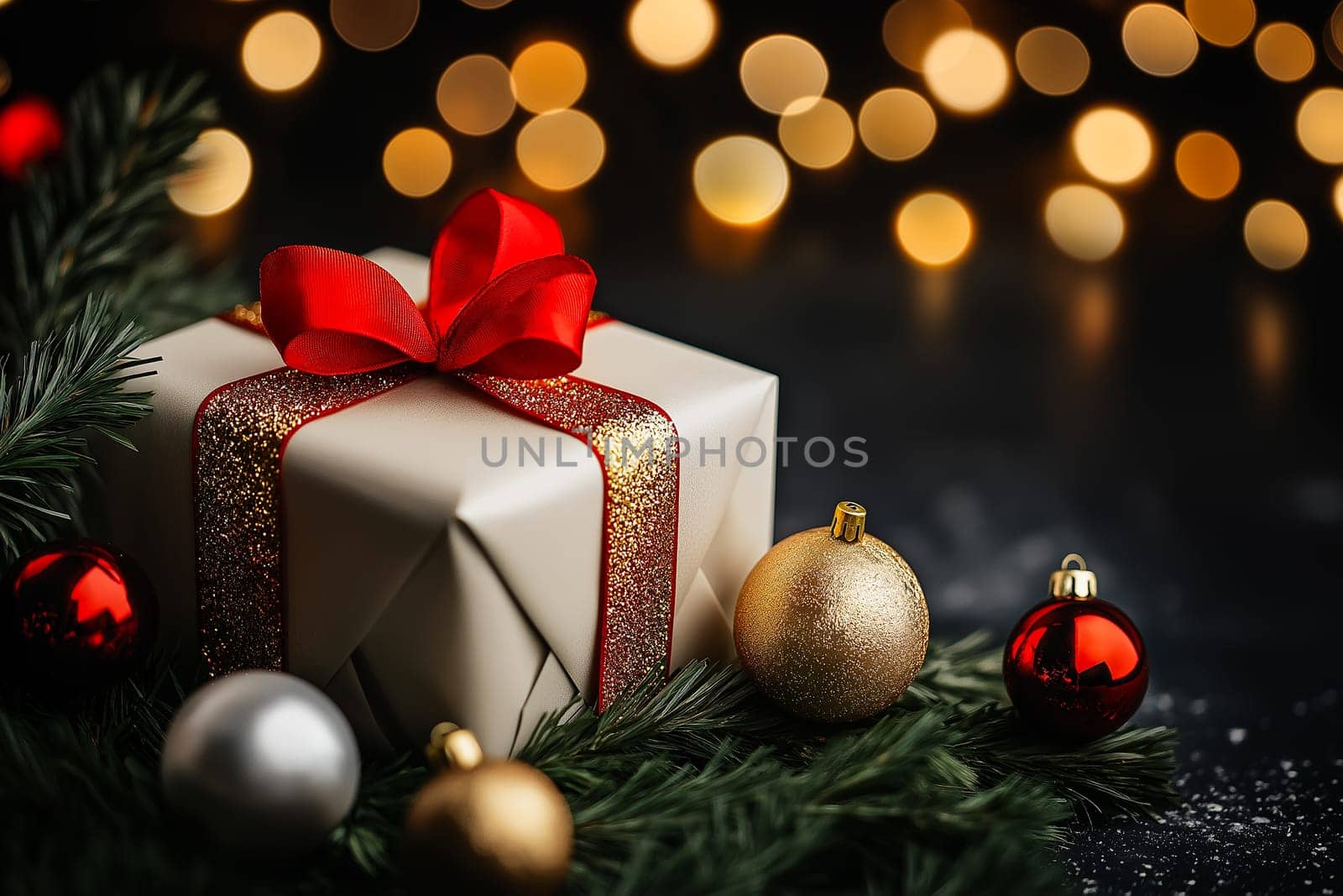 Christmas background with decorations. With copyspace.