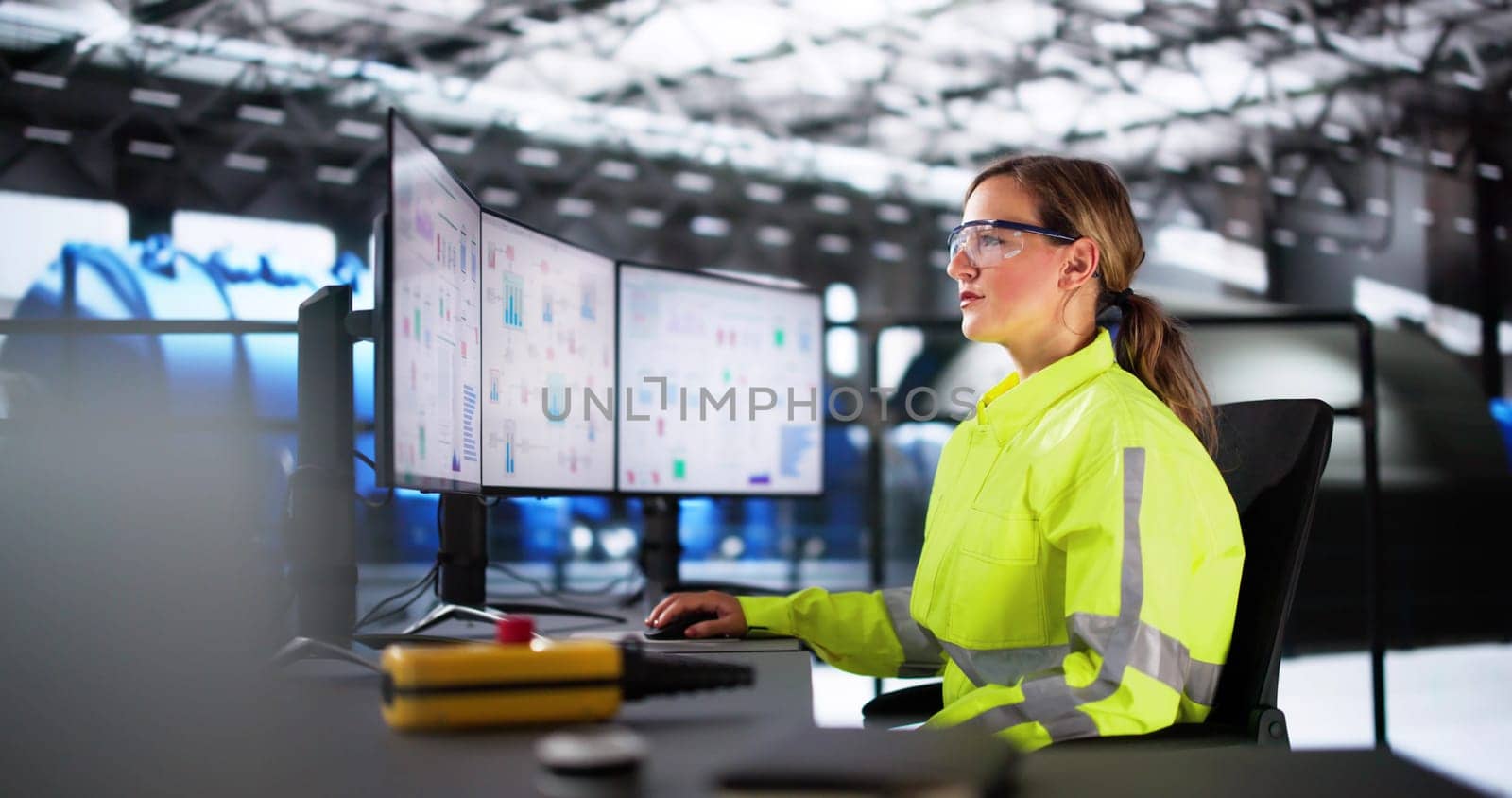 Woman Working In Power Plant Electricity Generation