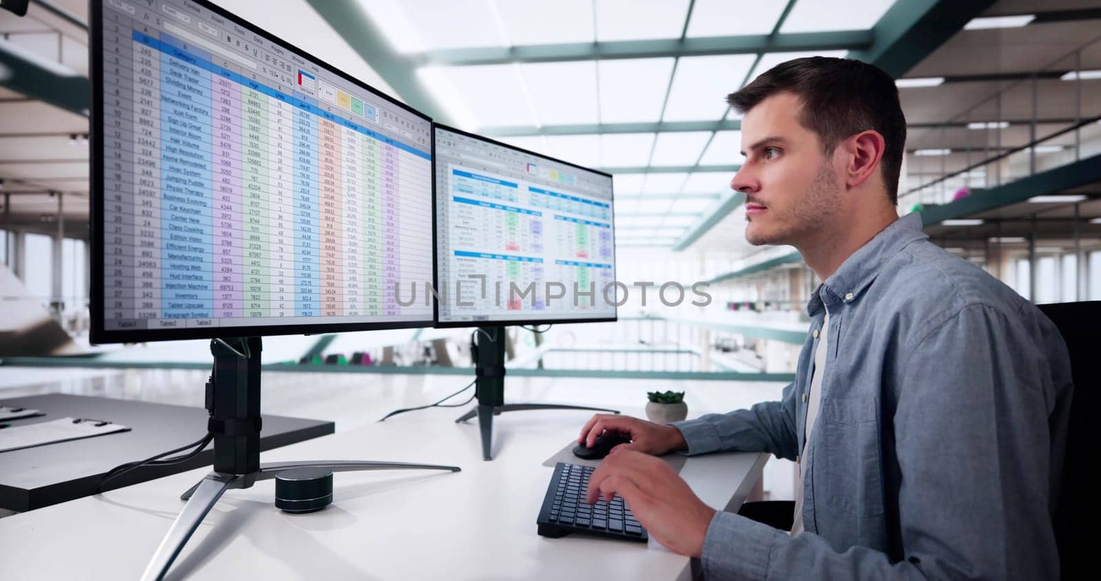 Data Analyst Man Using Spreadsheet